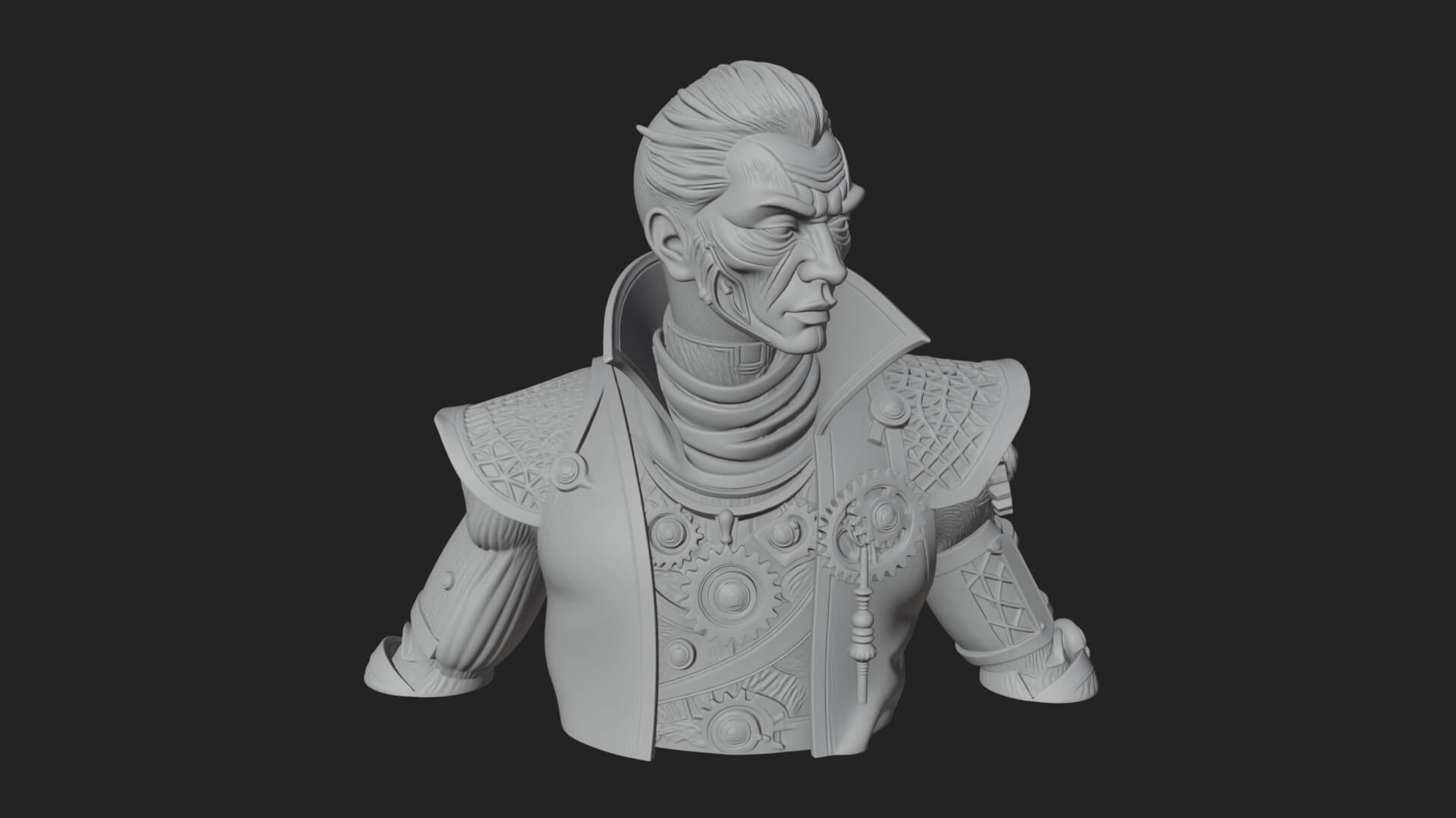 Steampunk Cyborg Man Bust Design 18 3D Print Model 3D Model
