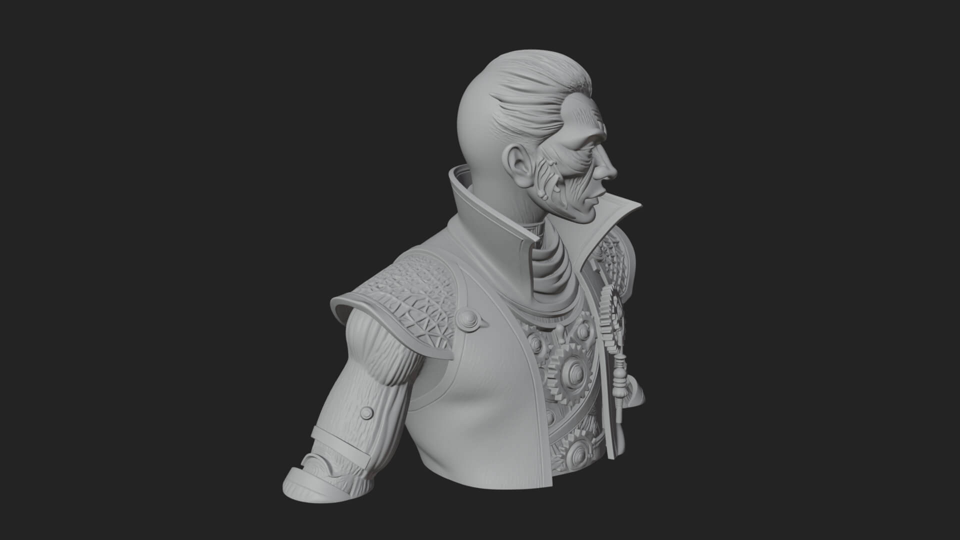 Steampunk Cyborg Man Bust Design 18 3D Print Model 3D Model