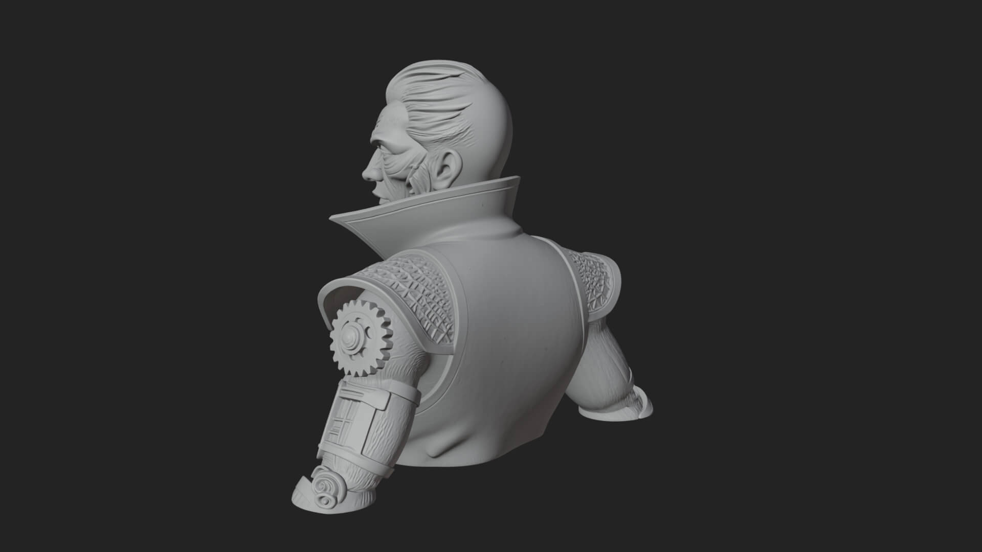 Steampunk Cyborg Man Bust Design 18 3D Print Model 3D Model