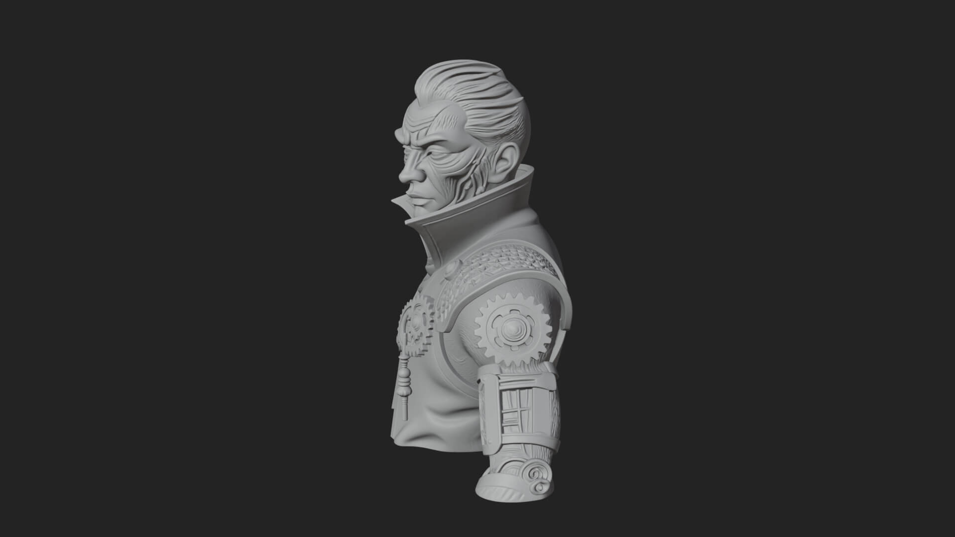 Steampunk Cyborg Man Bust Design 18 3D Print Model 3D Model
