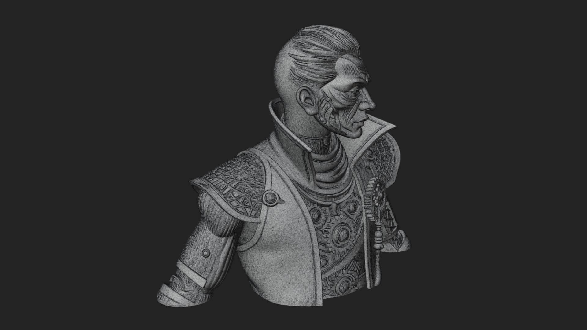 Steampunk Cyborg Man Bust Design 18 3D Print Model 3D Model