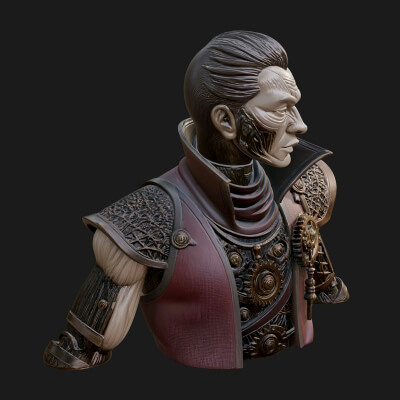 Steampunk Cyborg Man Bust Design 18 3D Print Model