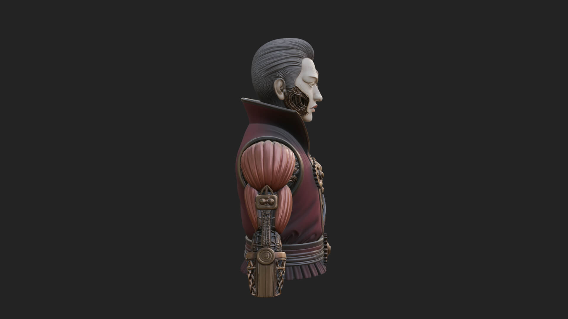 Steampunk Cyborg Man Bust Design 19 3D Print Model 3D Model