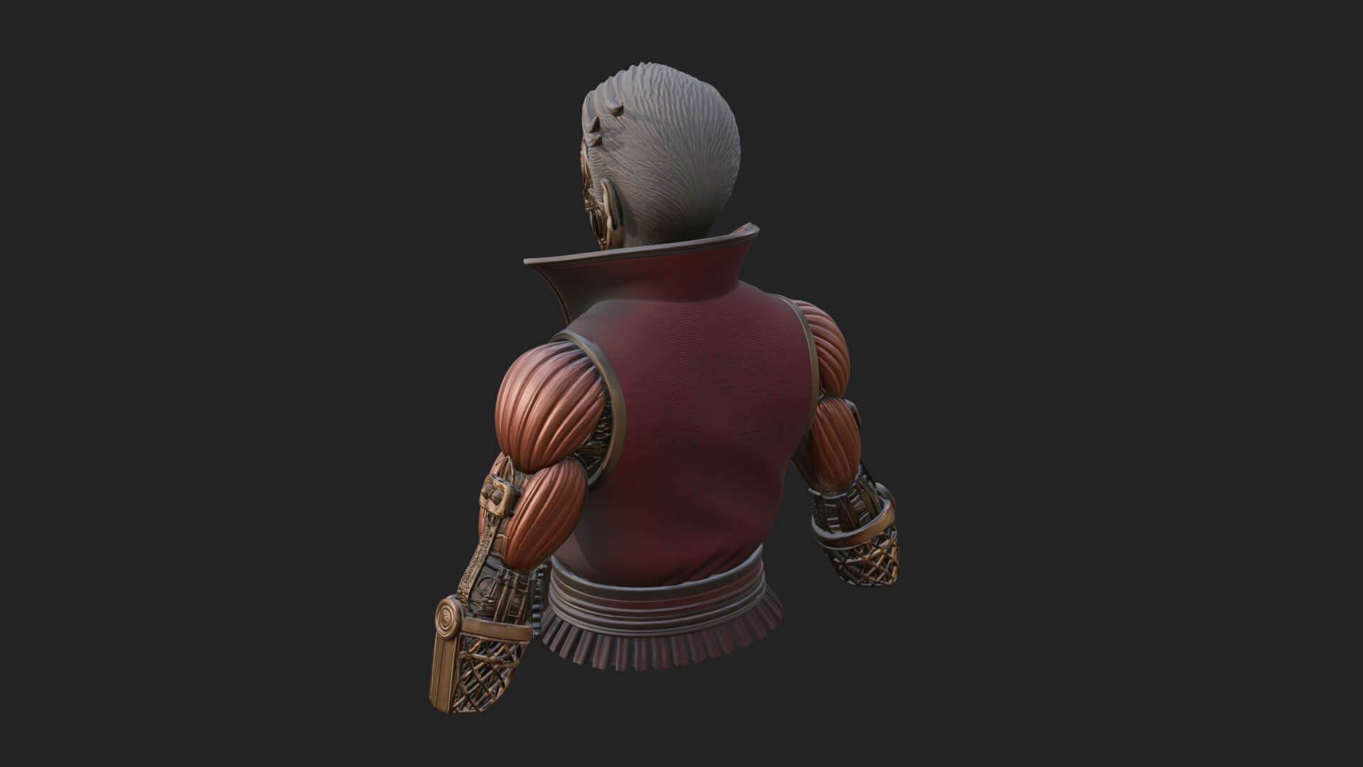 Steampunk Cyborg Man Bust Design 19 3D Print Model 3D Model