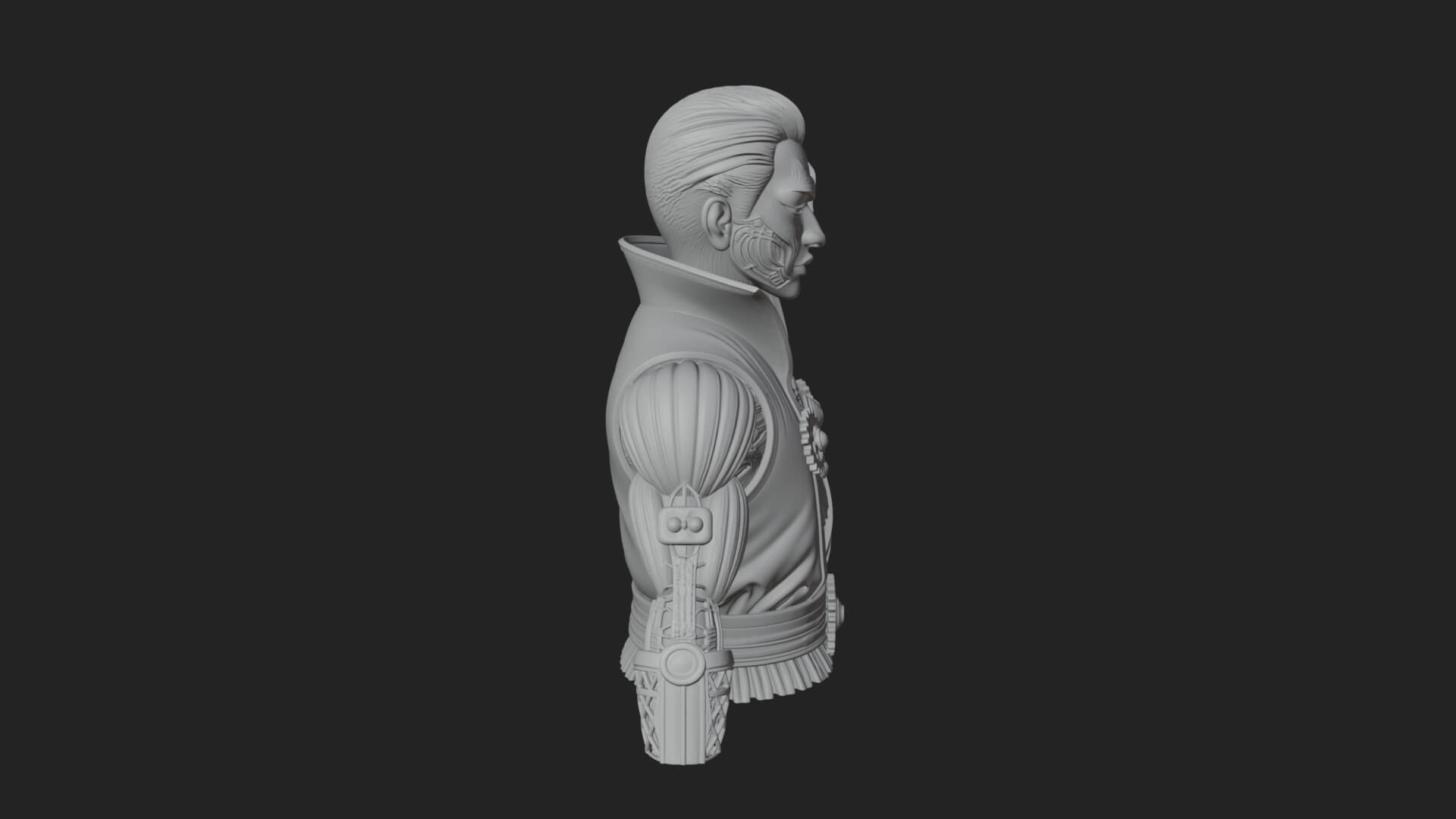Steampunk Cyborg Man Bust Design 19 3D Print Model 3D Model