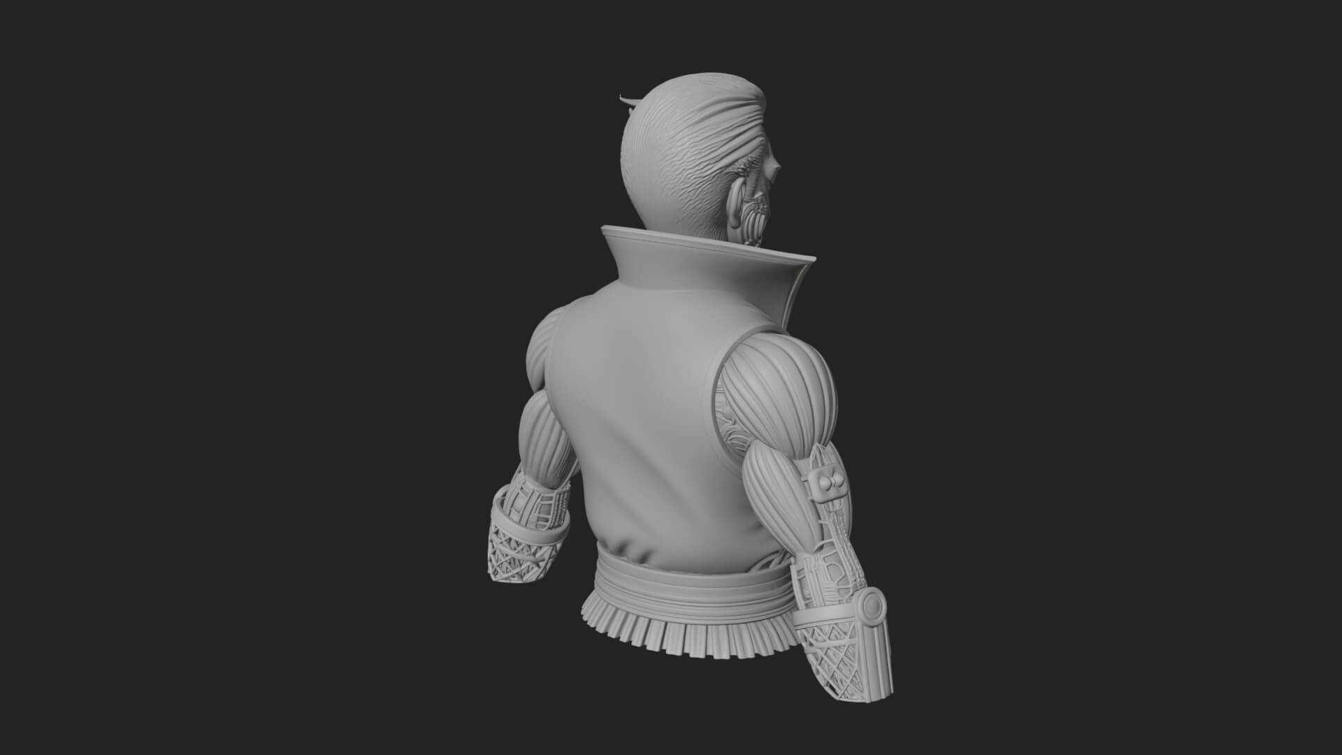 Steampunk Cyborg Man Bust Design 19 3D Print Model 3D Model