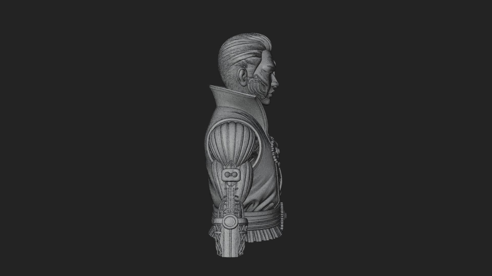 Steampunk Cyborg Man Bust Design 19 3D Print Model 3D Model