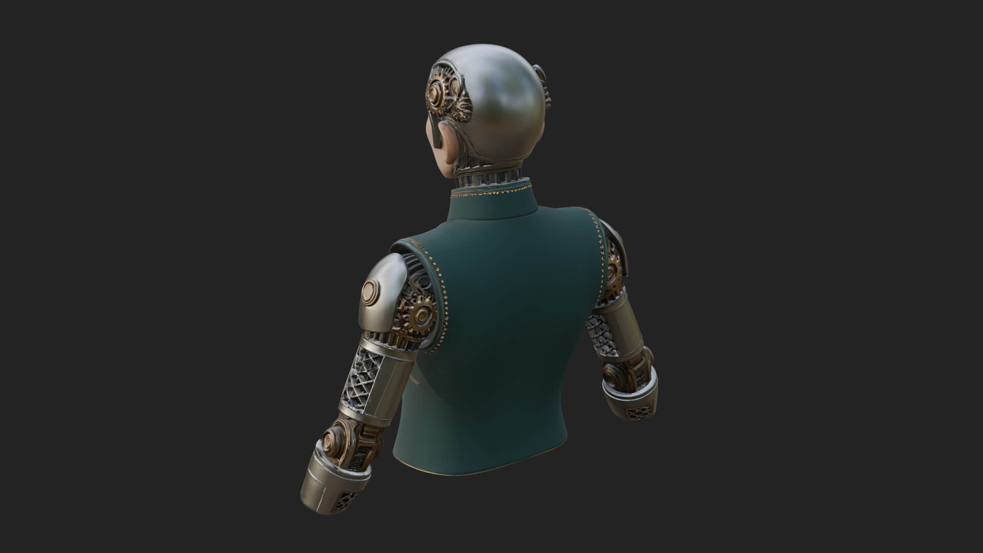 Steampunk Cyborg Man Bust Design 2 3D Print Model 3D Model