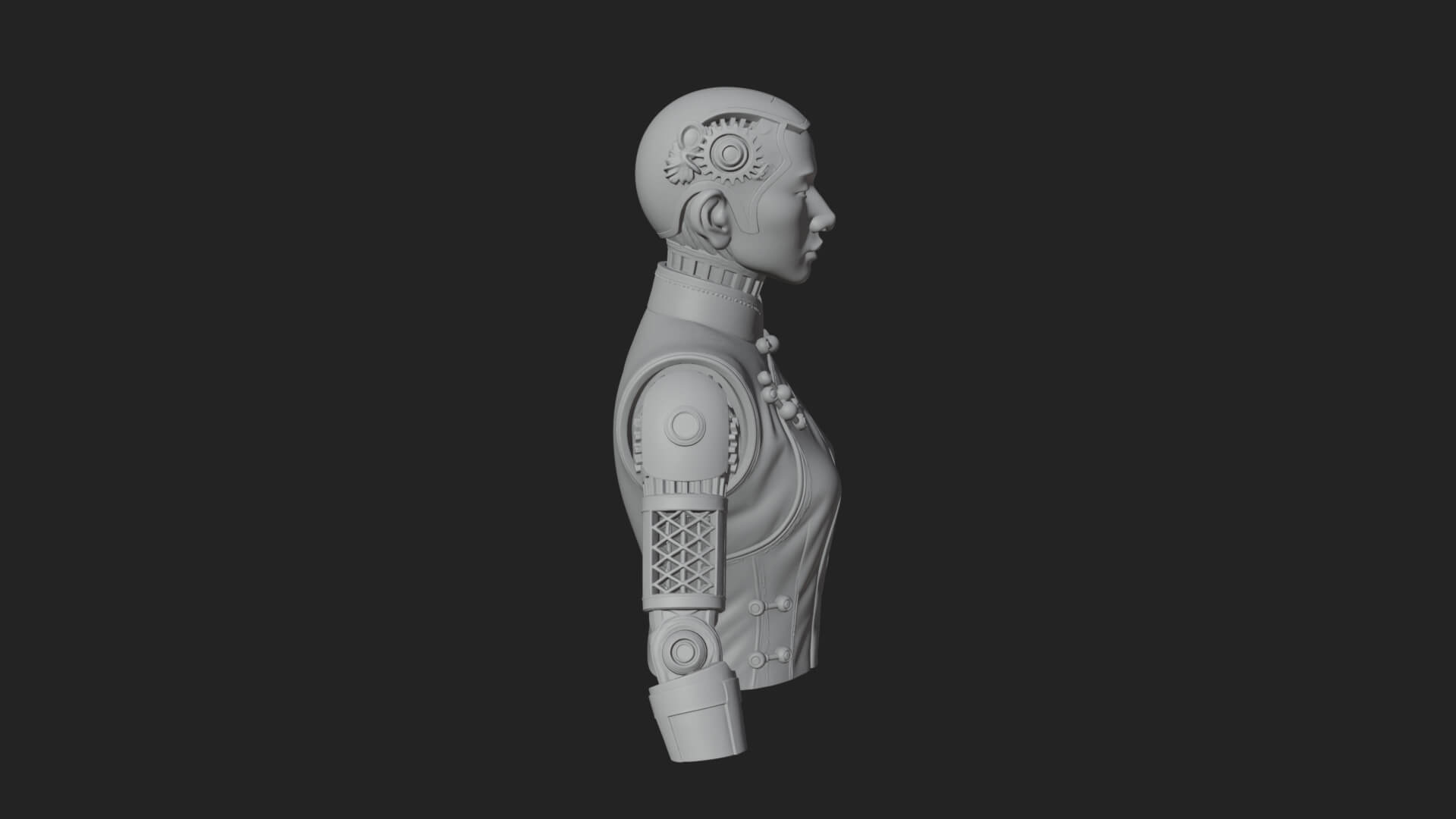 Steampunk Cyborg Man Bust Design 2 3D Print Model 3D Model