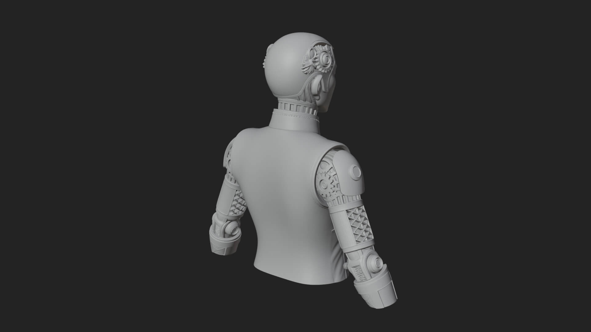 Steampunk Cyborg Man Bust Design 2 3D Print Model 3D Model