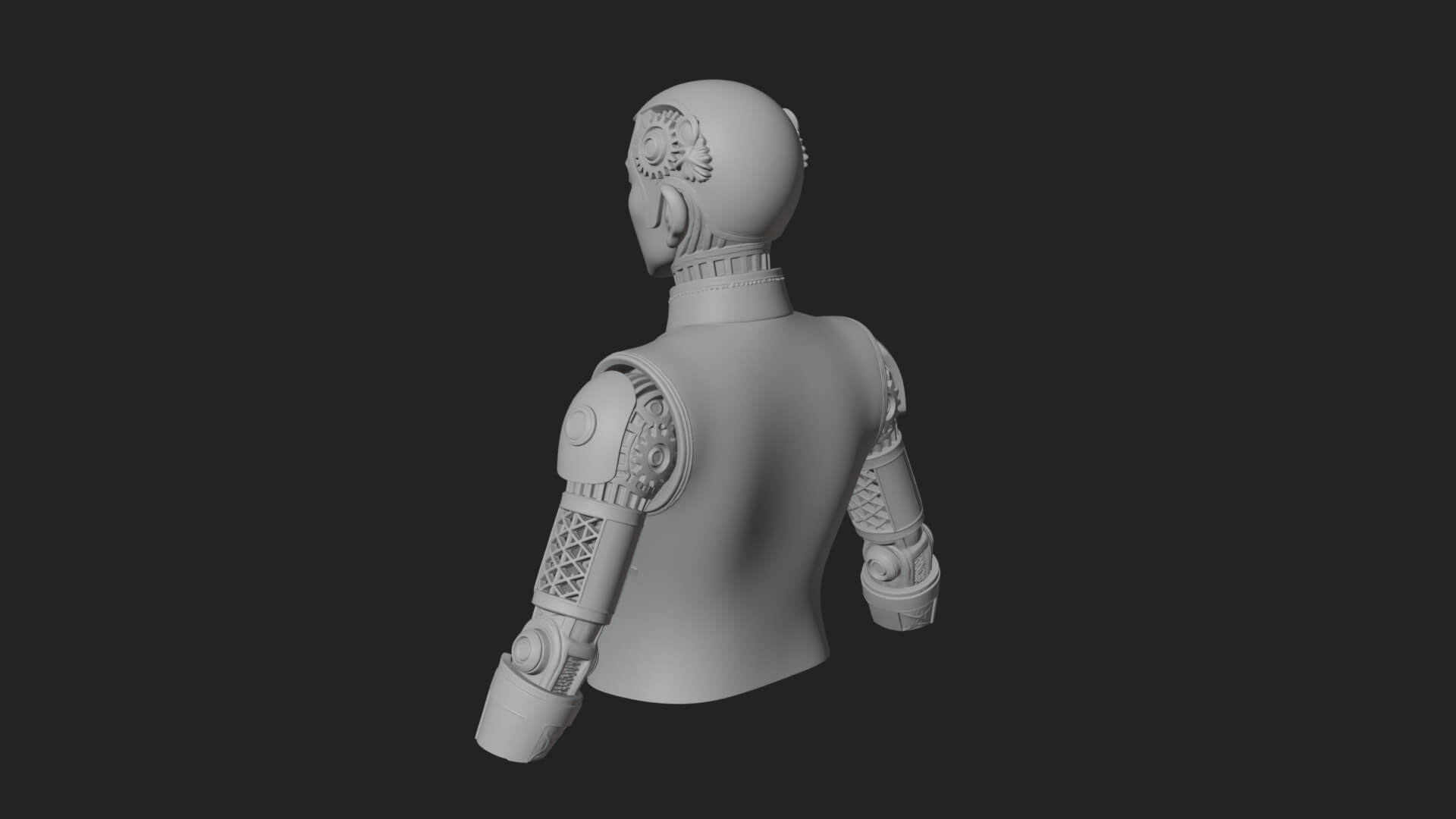 Steampunk Cyborg Man Bust Design 2 3D Print Model 3D Model