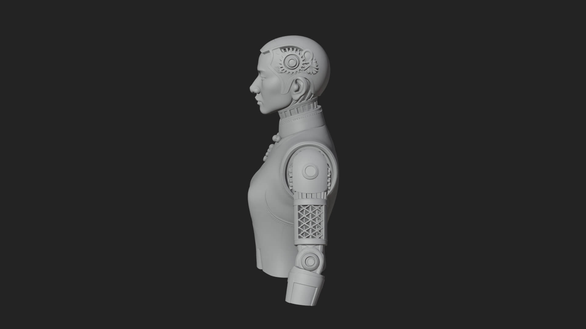 Steampunk Cyborg Man Bust Design 2 3D Print Model 3D Model