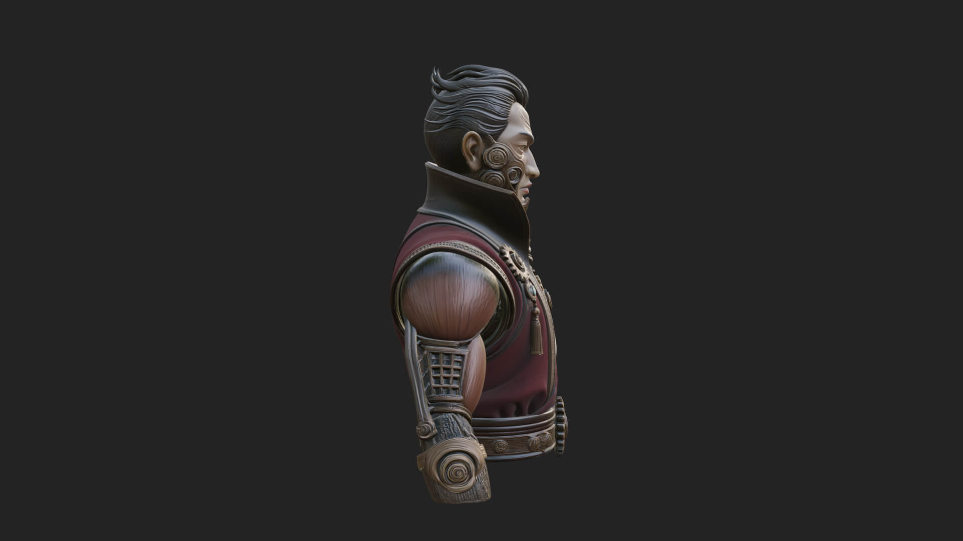 Steampunk Cyborg Man Bust Design 20 3D Print Model 3D Model