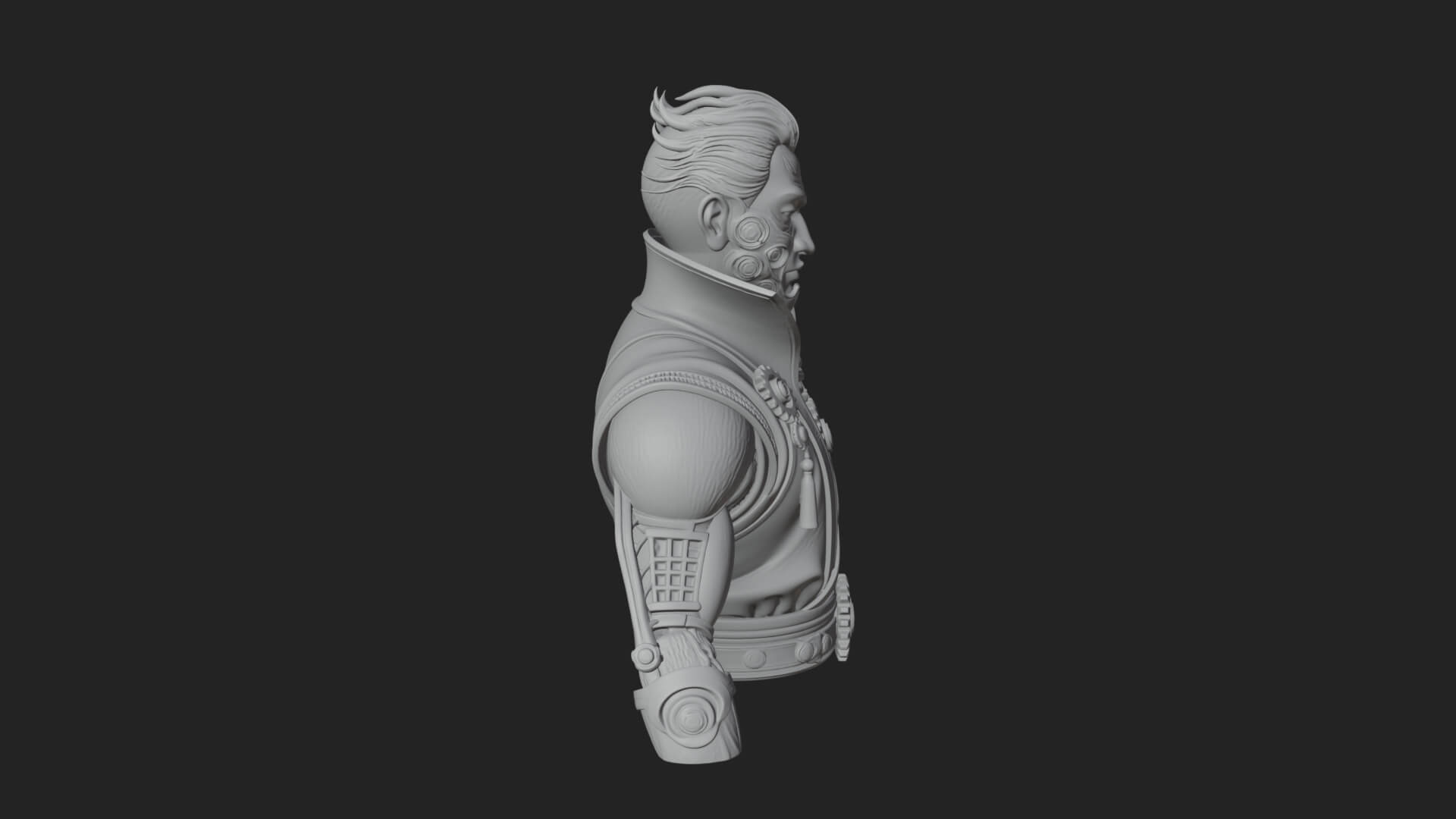 Steampunk Cyborg Man Bust Design 20 3D Print Model 3D Model