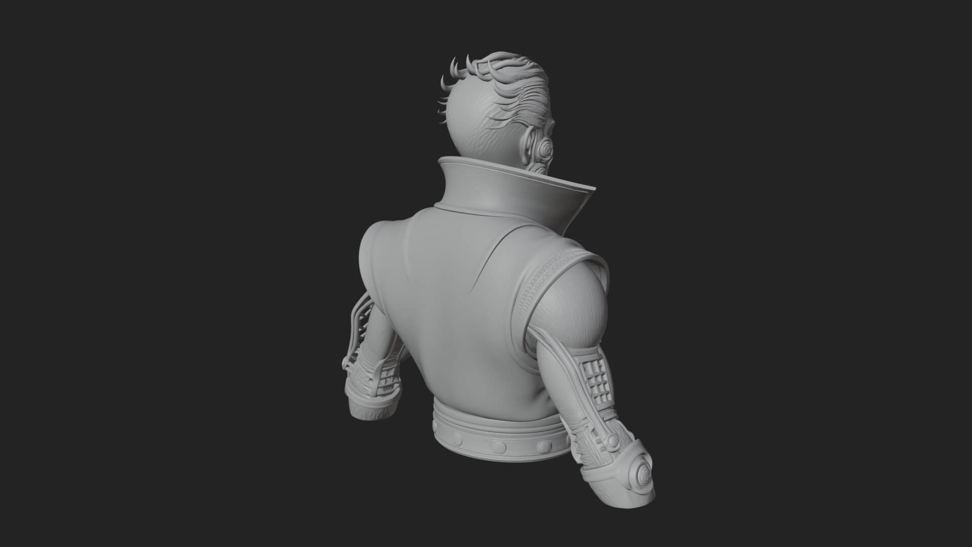 Steampunk Cyborg Man Bust Design 20 3D Print Model 3D Model