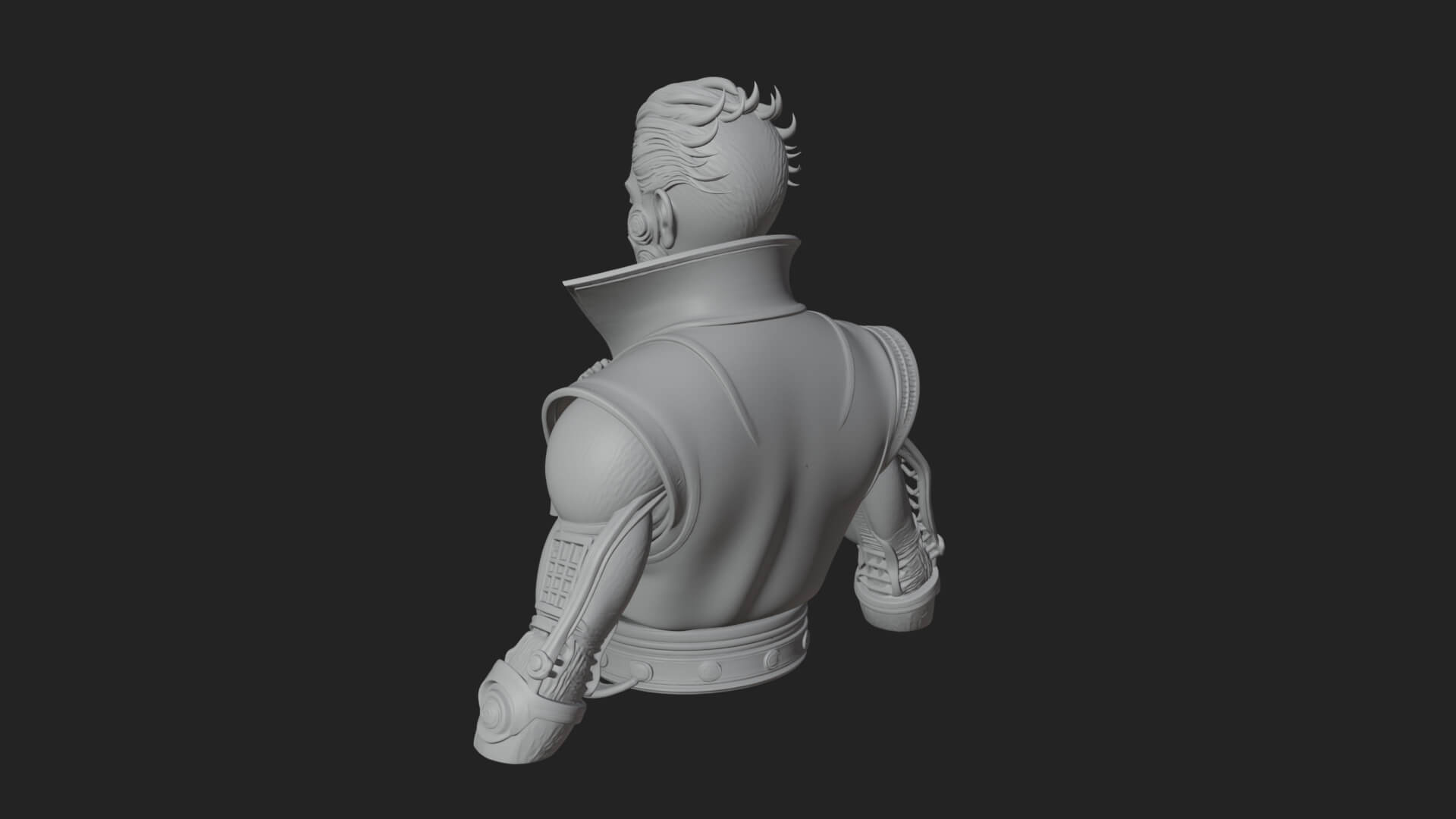 Steampunk Cyborg Man Bust Design 20 3D Print Model 3D Model