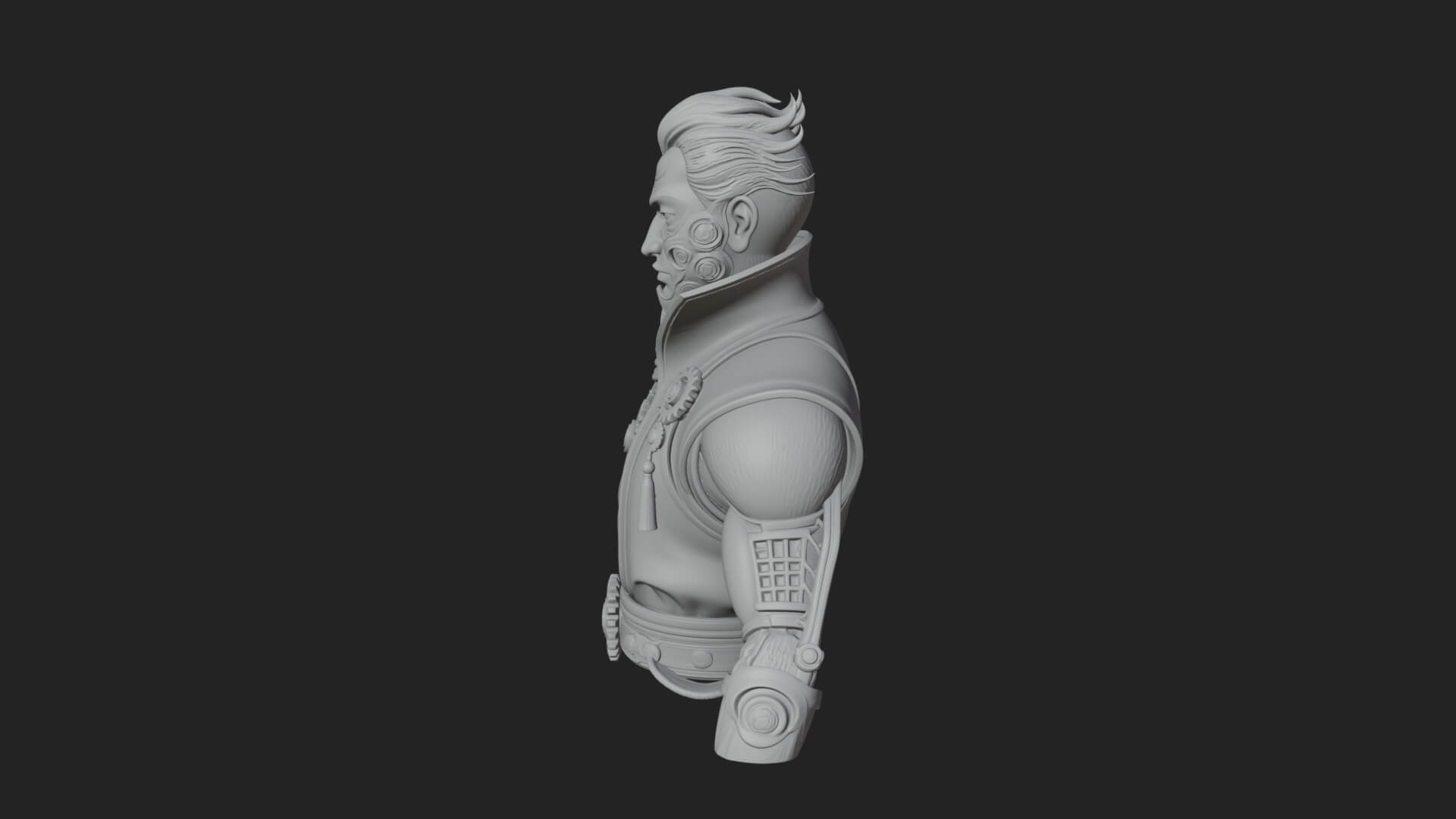 Steampunk Cyborg Man Bust Design 20 3D Print Model 3D Model