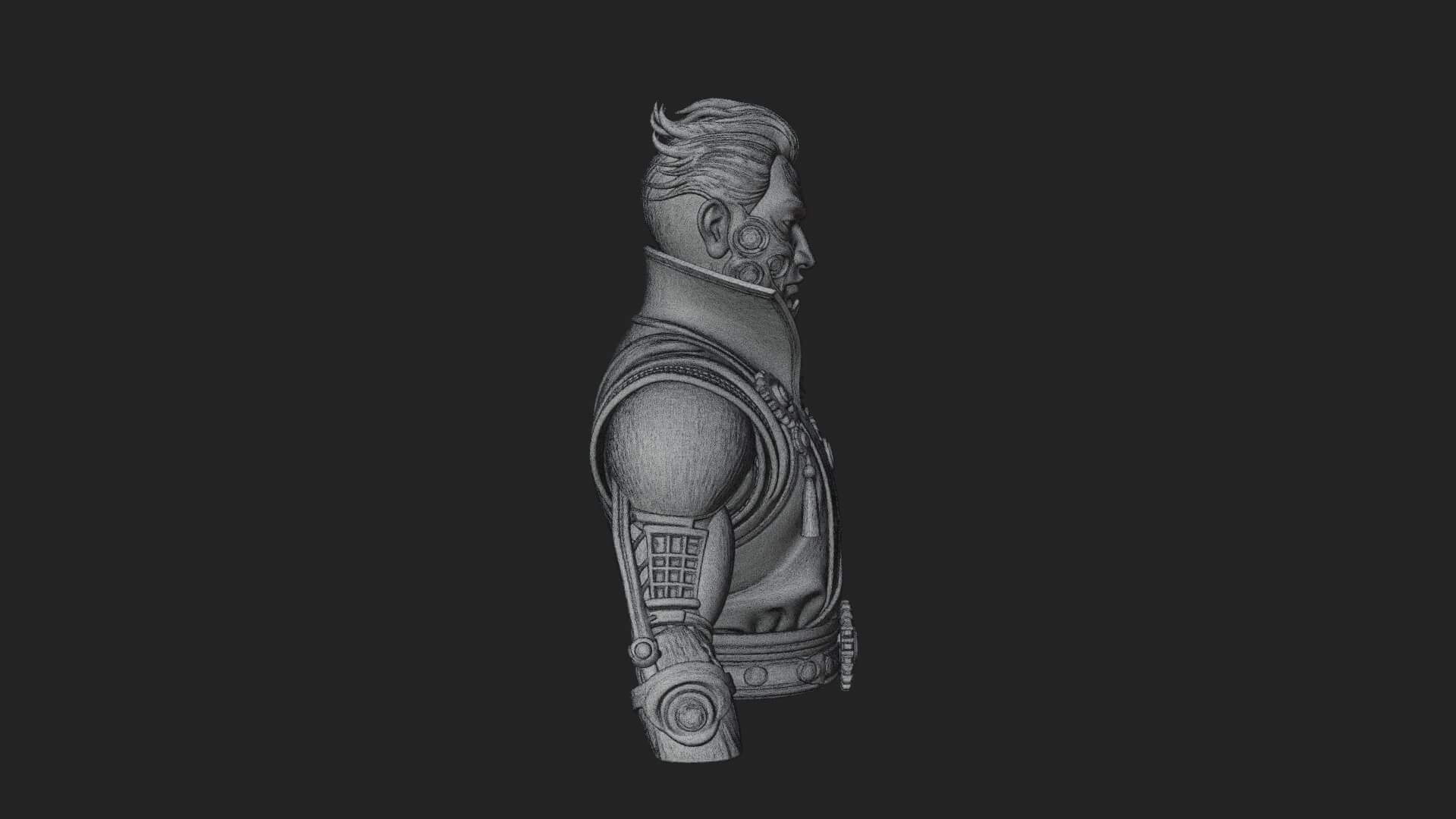 Steampunk Cyborg Man Bust Design 20 3D Print Model 3D Model