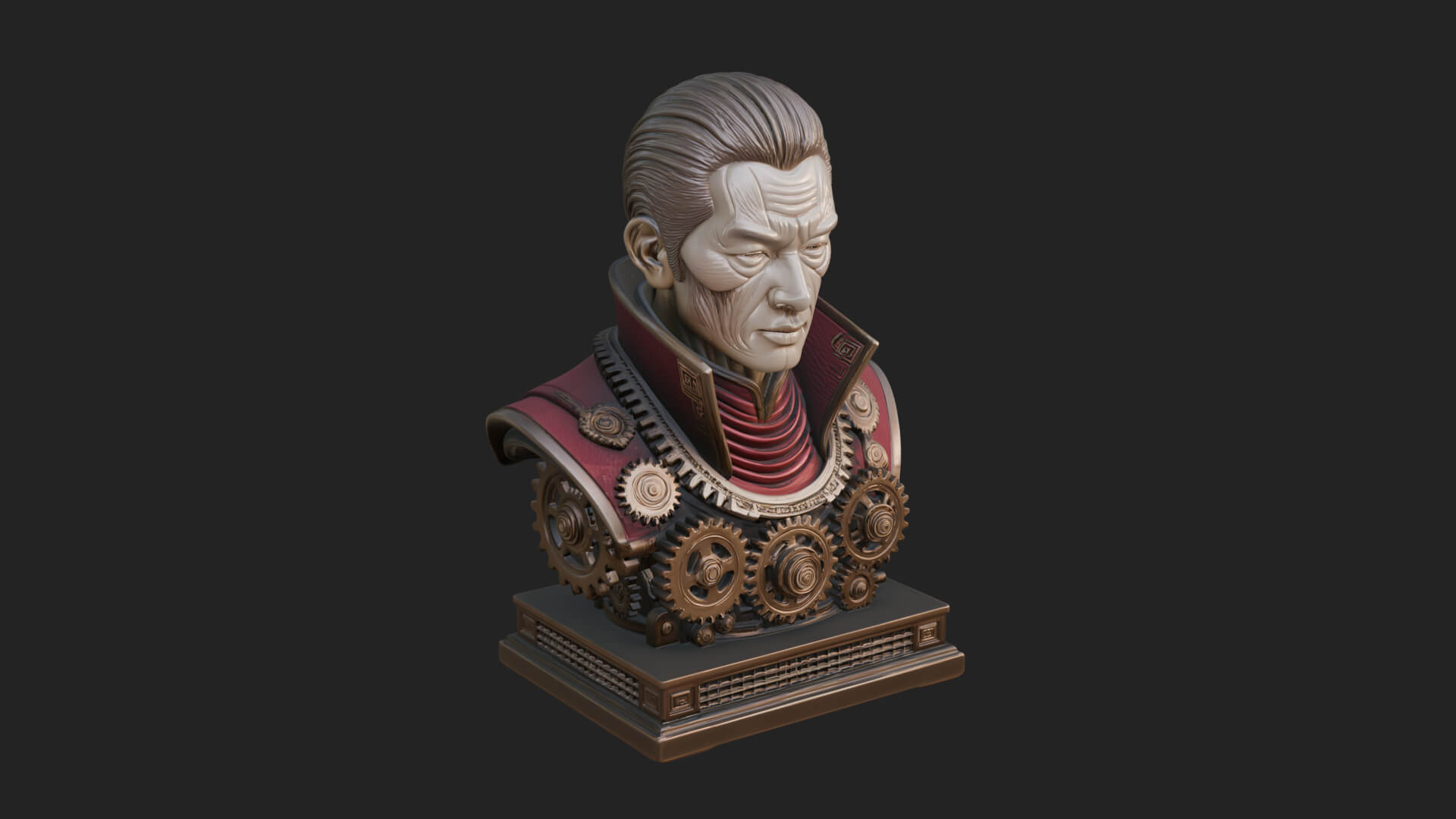Steampunk Cyborg Man Bust Design 21 3D Print Model 3D Model