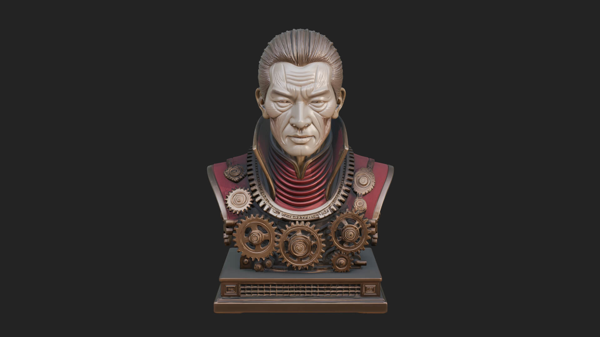 Steampunk Cyborg Man Bust Design 21 3D Print Model 3D Model