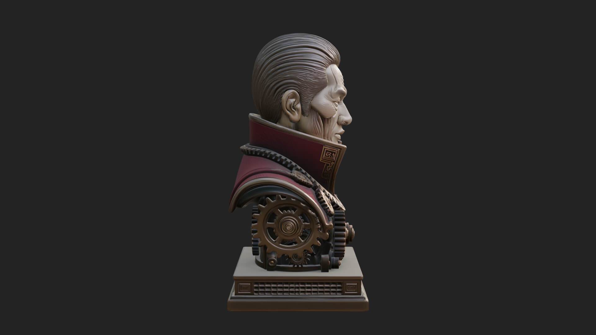 Steampunk Cyborg Man Bust Design 21 3D Print Model 3D Model
