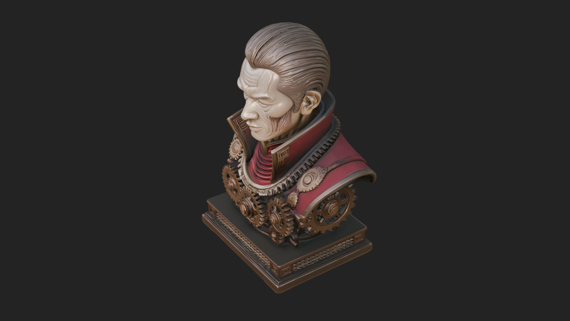 Steampunk Cyborg Man Bust Design 21 3D Print Model 3D Model