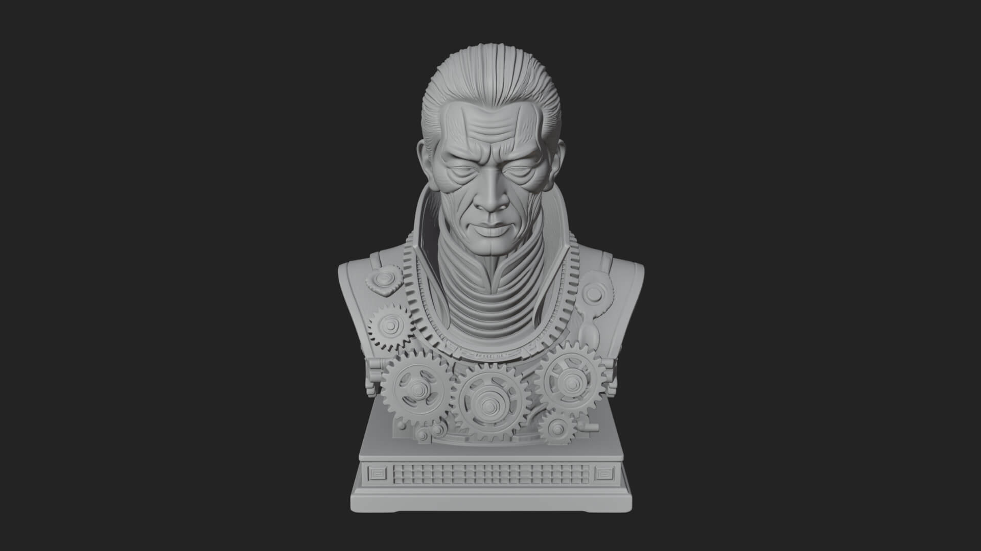 Steampunk Cyborg Man Bust Design 21 3D Print Model 3D Model