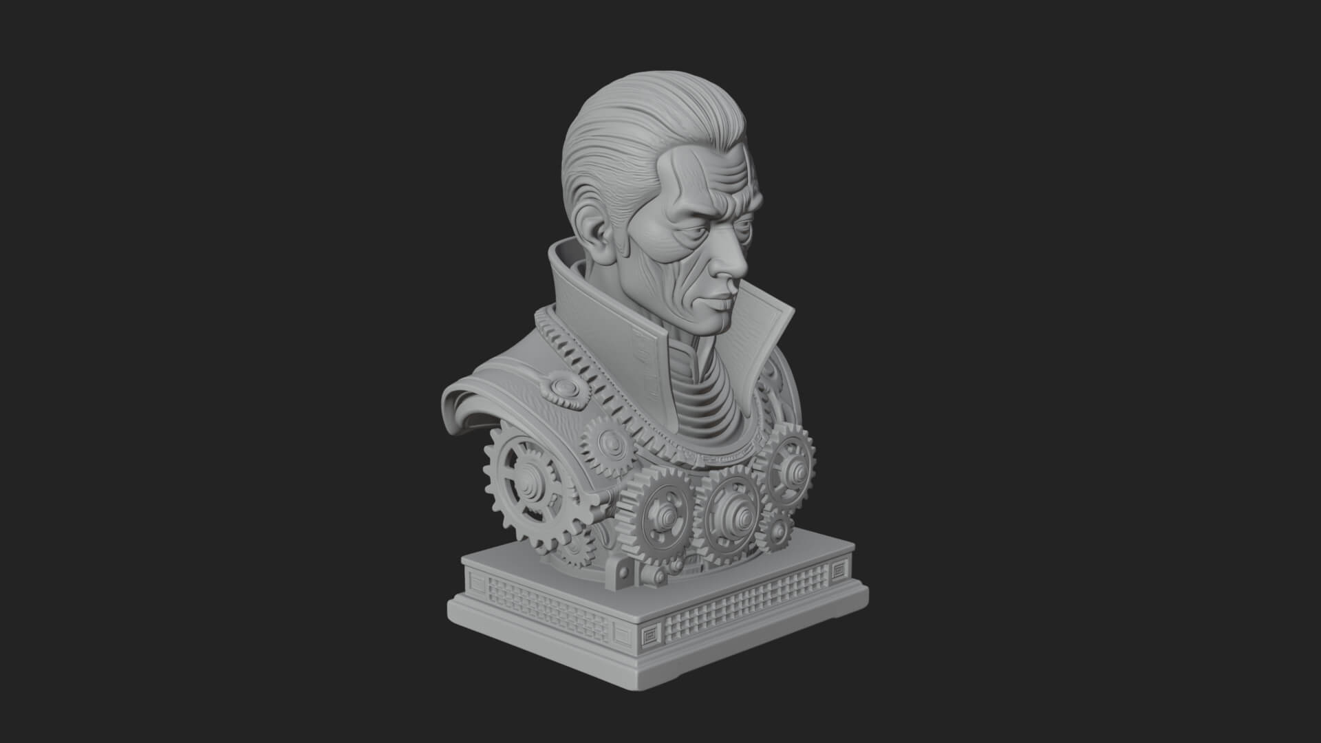 Steampunk Cyborg Man Bust Design 21 3D Print Model 3D Model