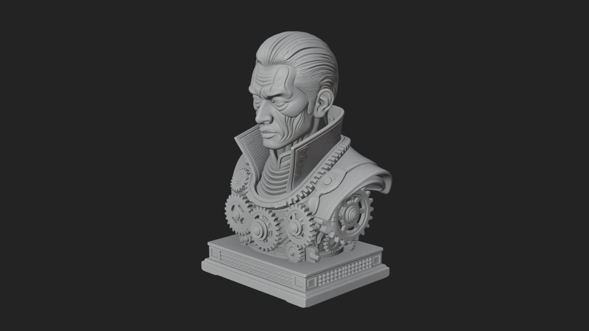 Steampunk Cyborg Man Bust Design 21 3D Print Model 3D Model