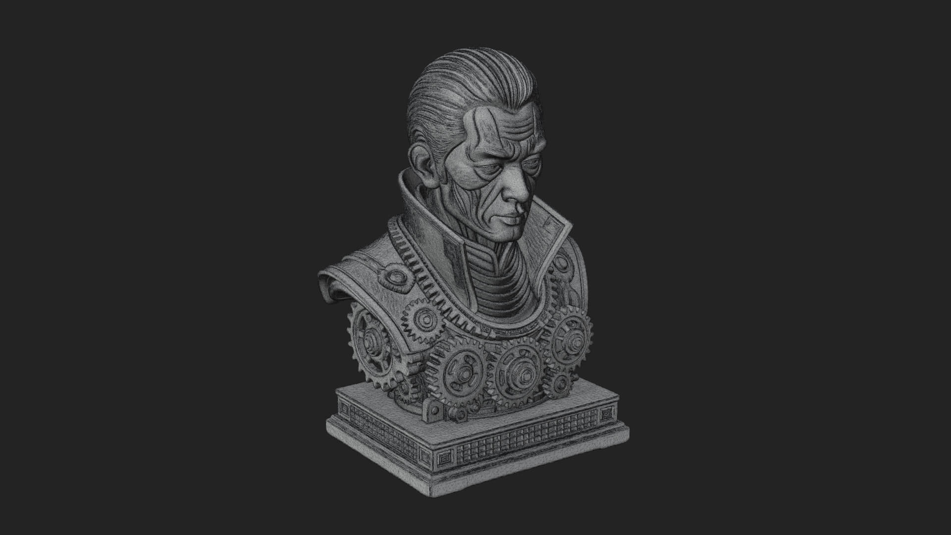 Steampunk Cyborg Man Bust Design 21 3D Print Model 3D Model