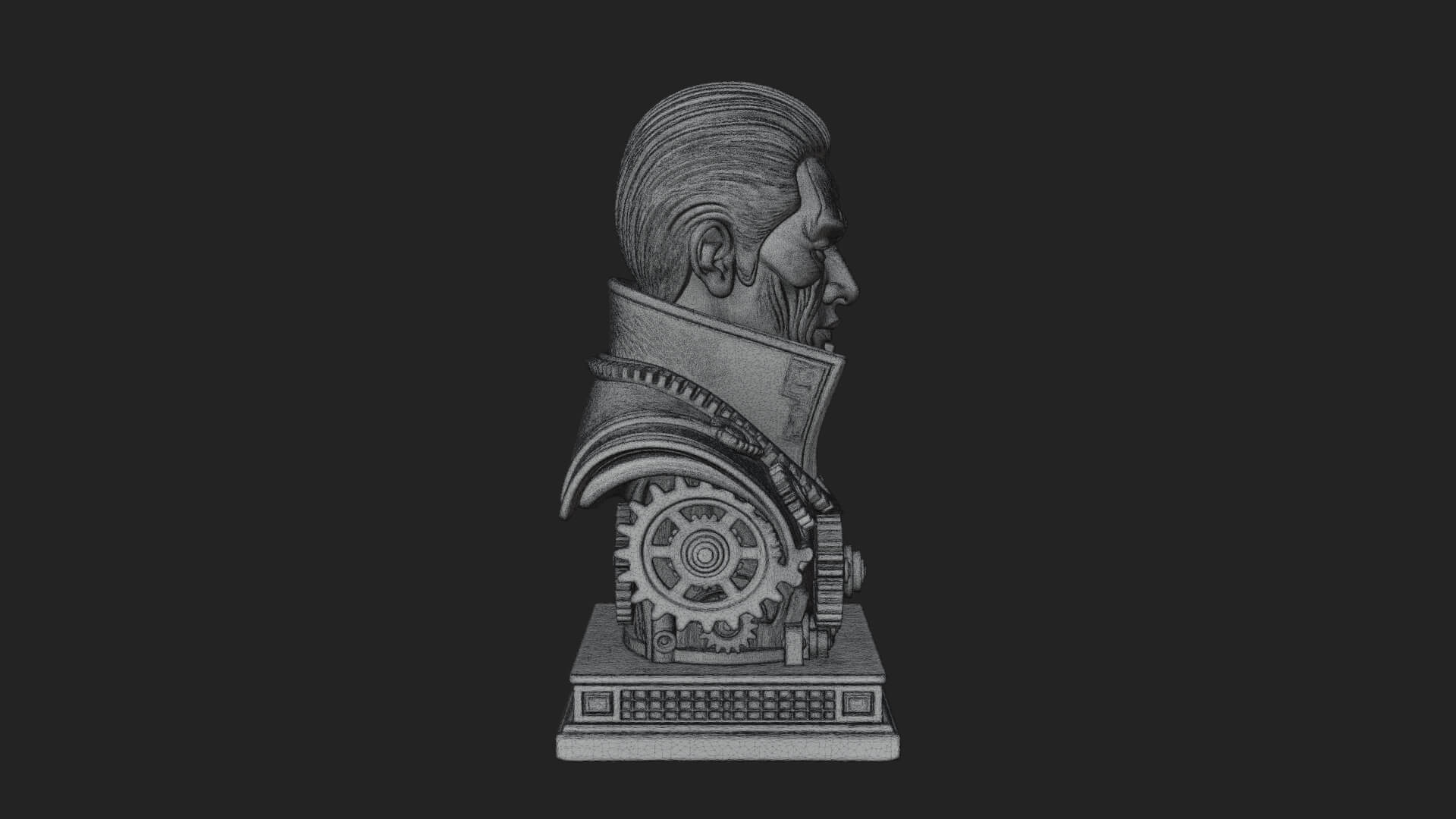 Steampunk Cyborg Man Bust Design 21 3D Print Model 3D Model