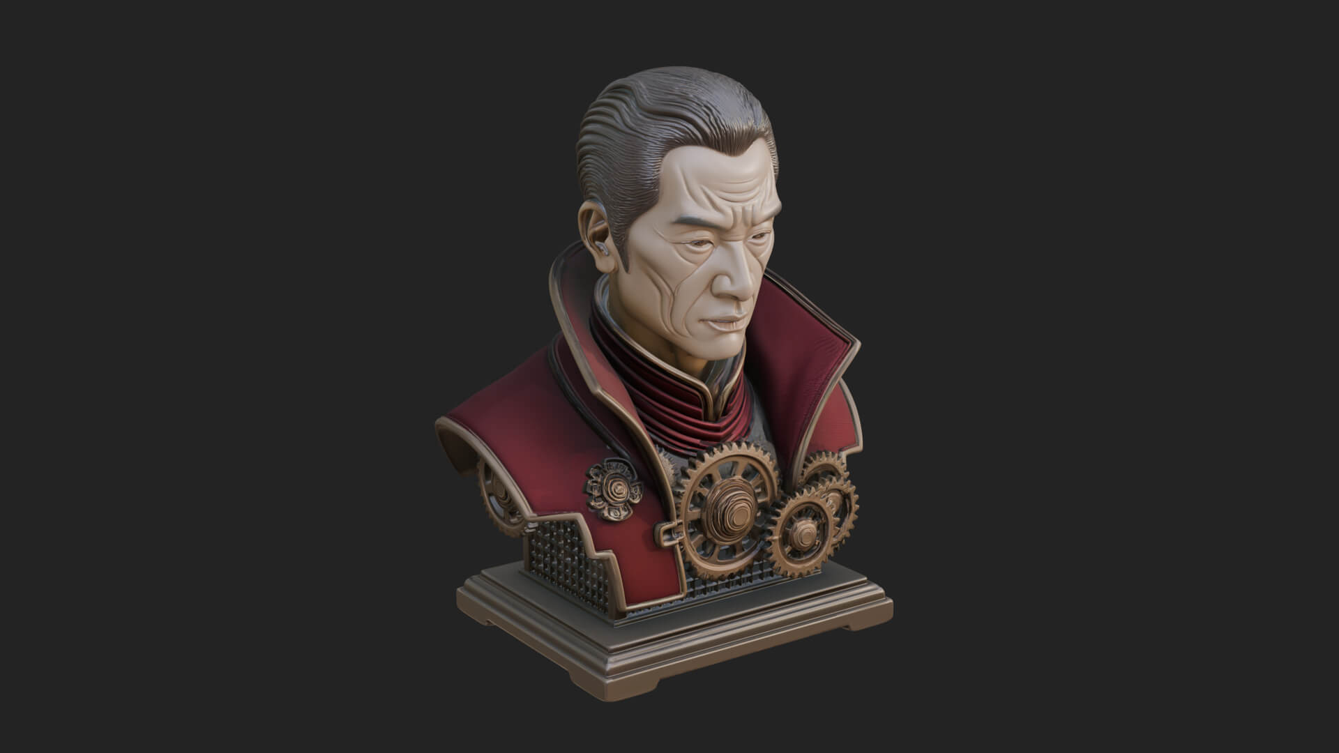 Steampunk Cyborg Man Bust Design 22 3D Print Model 3D Model