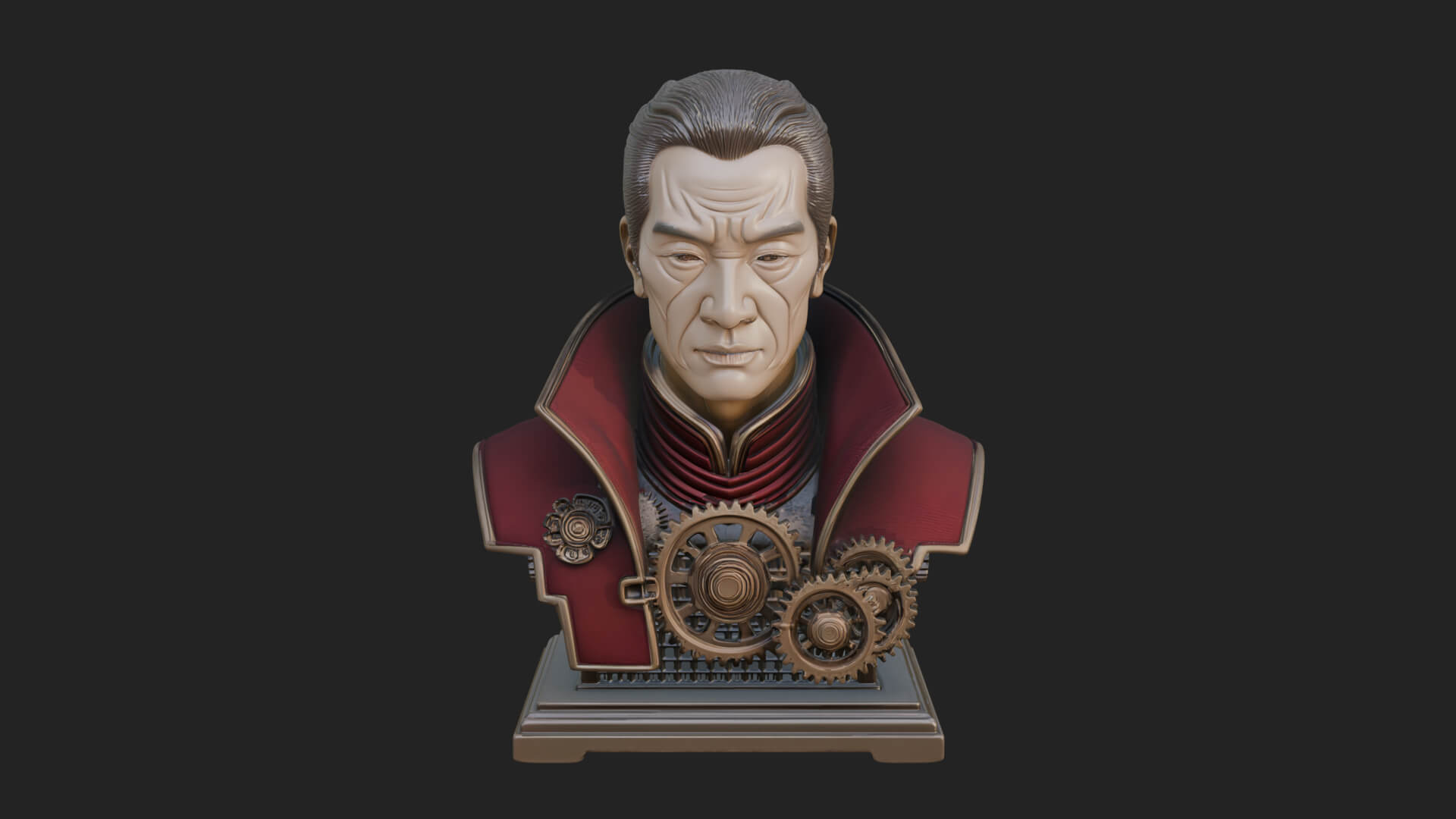 Steampunk Cyborg Man Bust Design 22 3D Print Model 3D Model