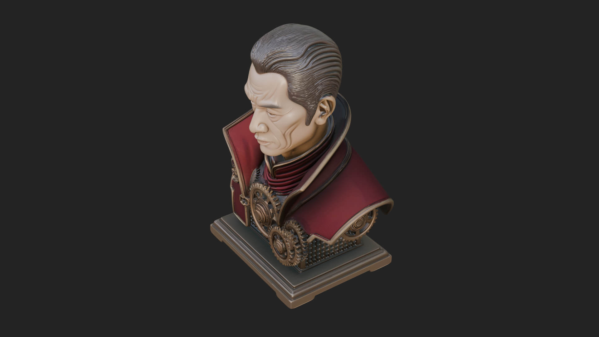 Steampunk Cyborg Man Bust Design 22 3D Print Model 3D Model