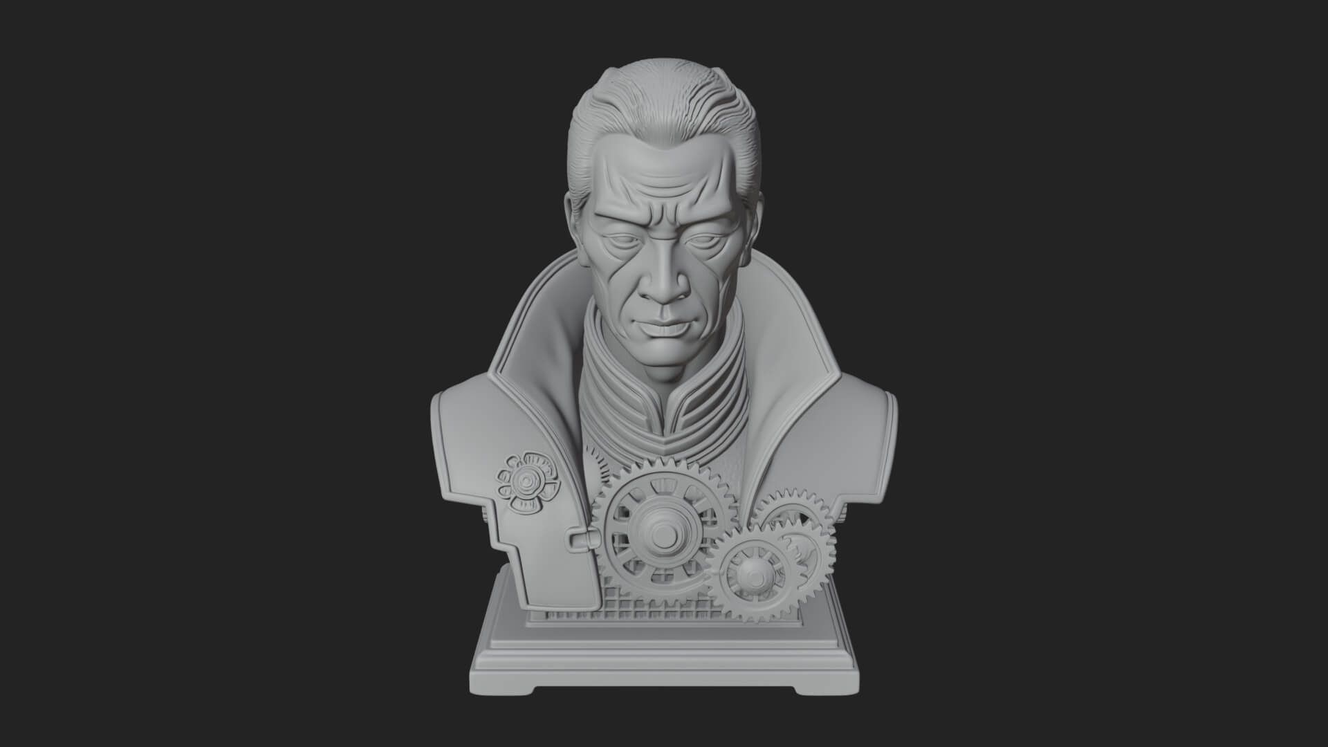 Steampunk Cyborg Man Bust Design 22 3D Print Model 3D Model