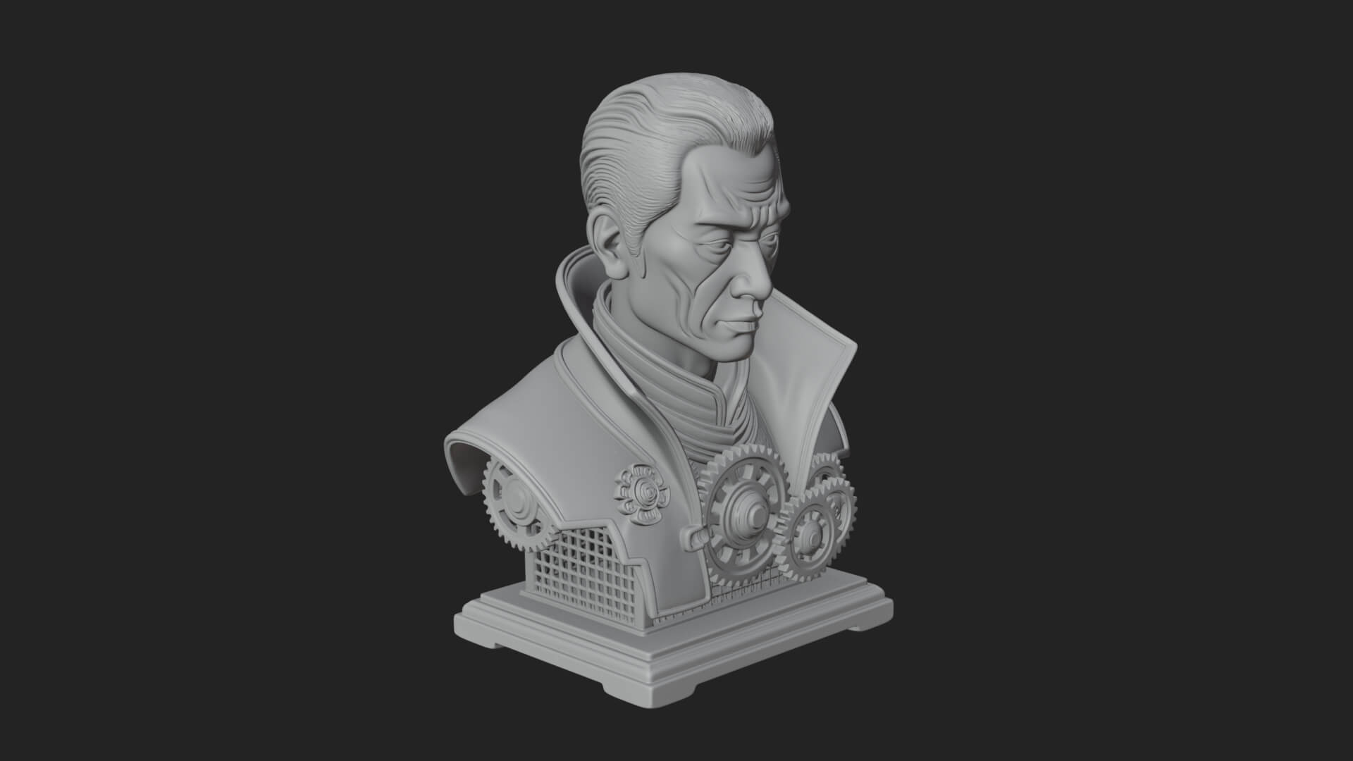Steampunk Cyborg Man Bust Design 22 3D Print Model 3D Model