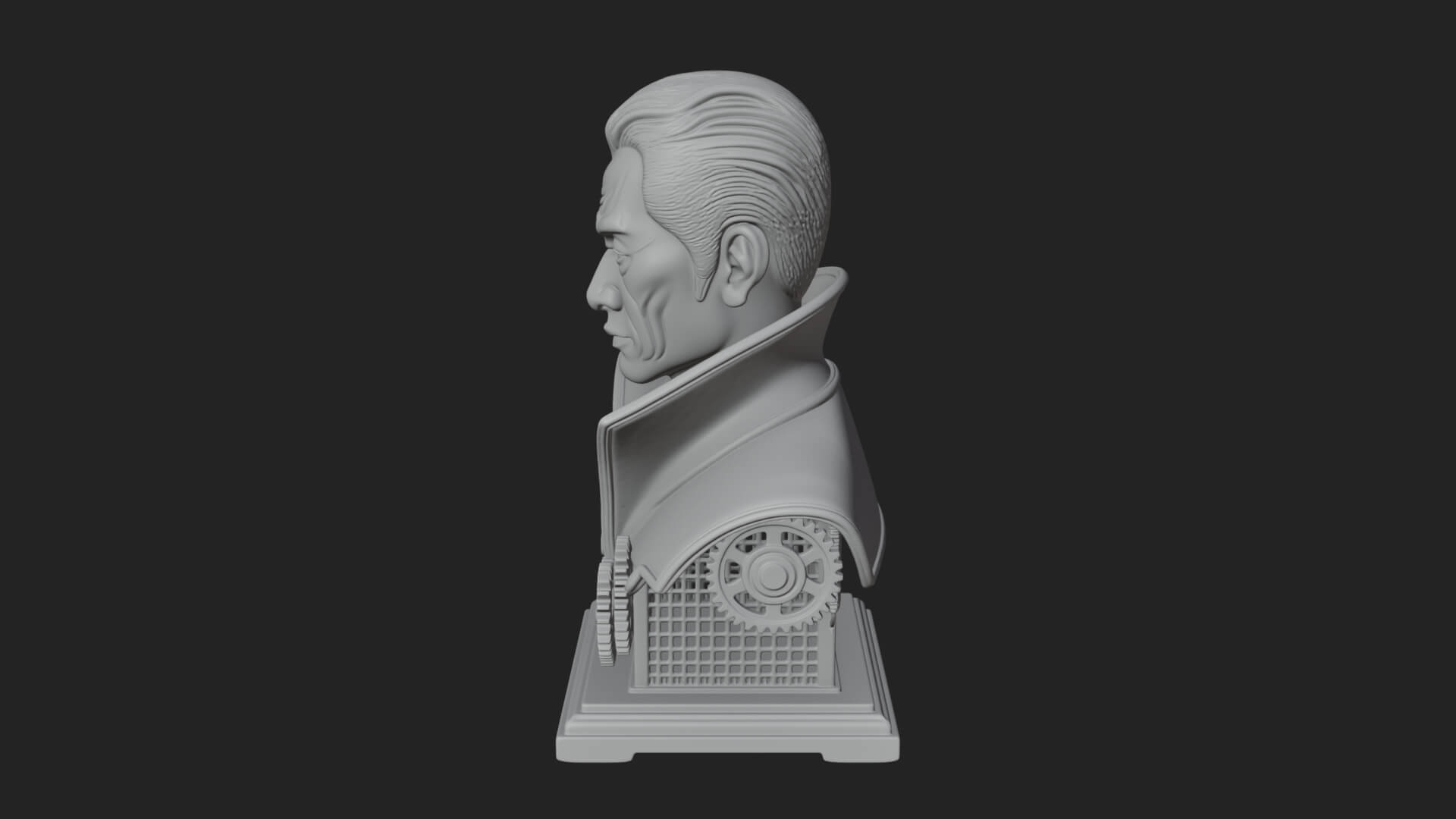 Steampunk Cyborg Man Bust Design 22 3D Print Model 3D Model