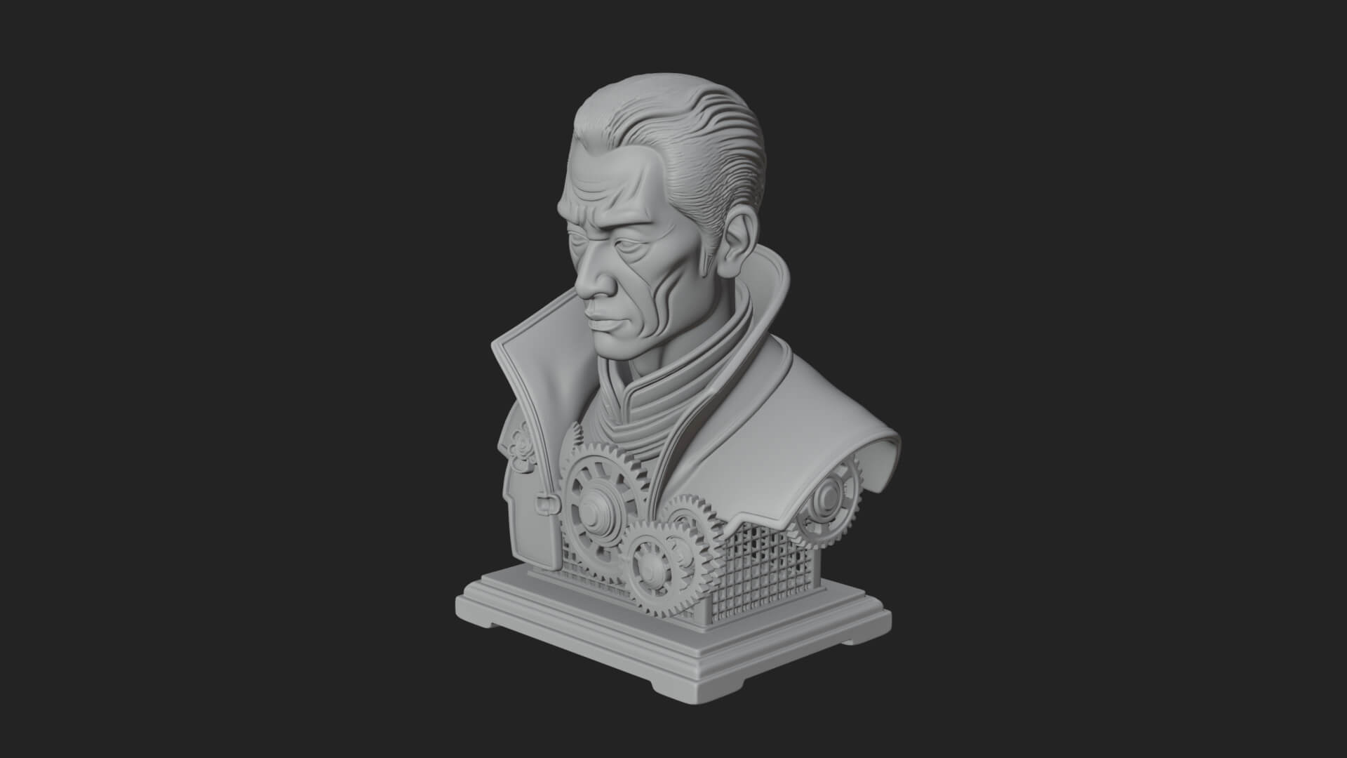 Steampunk Cyborg Man Bust Design 22 3D Print Model 3D Model
