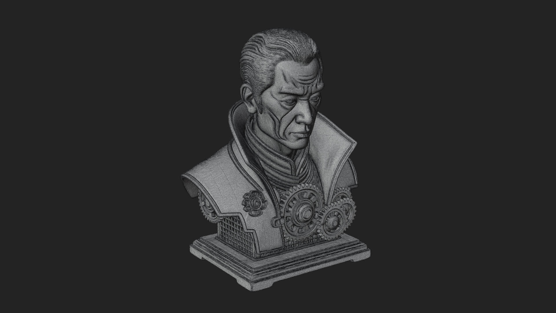 Steampunk Cyborg Man Bust Design 22 3D Print Model 3D Model