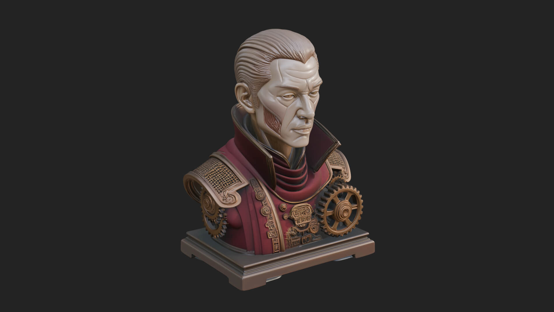 Steampunk Cyborg Man Bust Design 23 3D Print Model 3D Model
