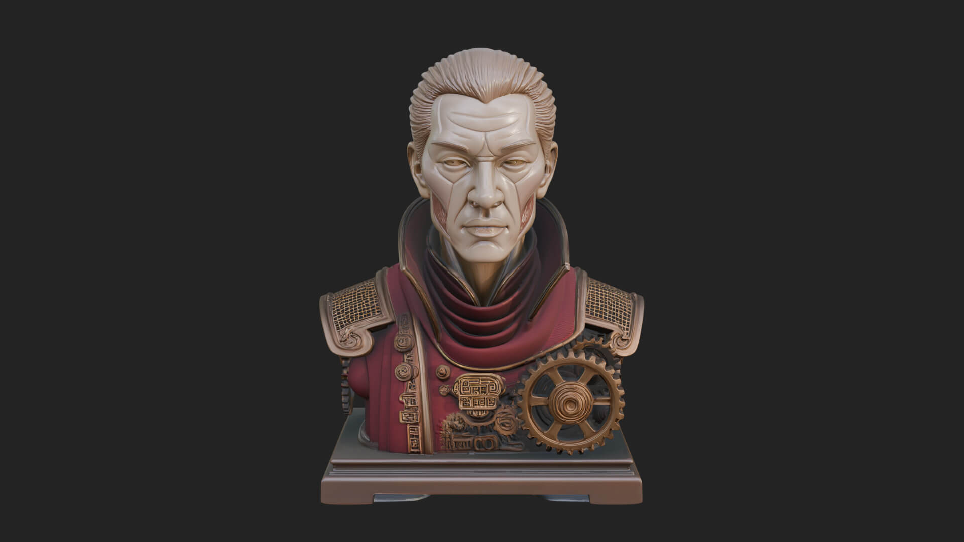 Steampunk Cyborg Man Bust Design 23 3D Print Model 3D Model
