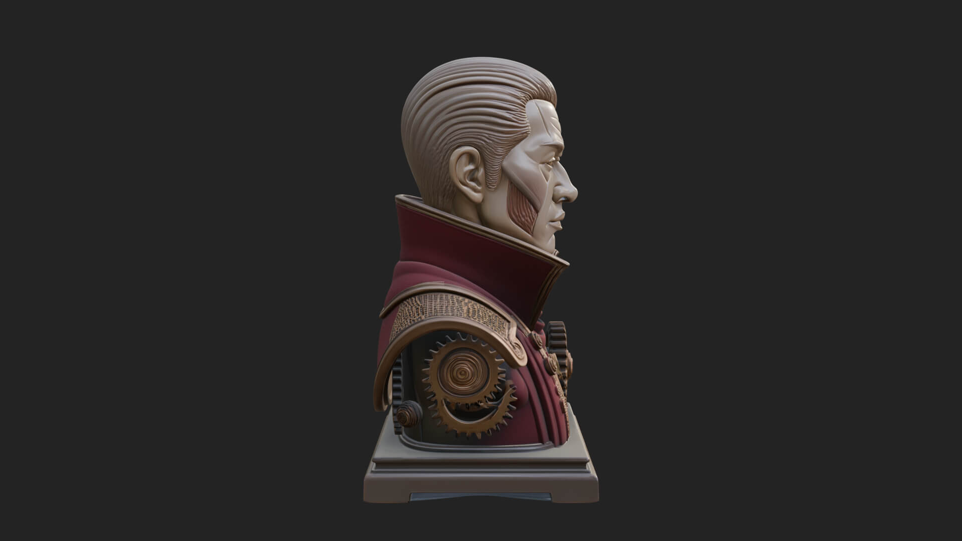 Steampunk Cyborg Man Bust Design 23 3D Print Model 3D Model