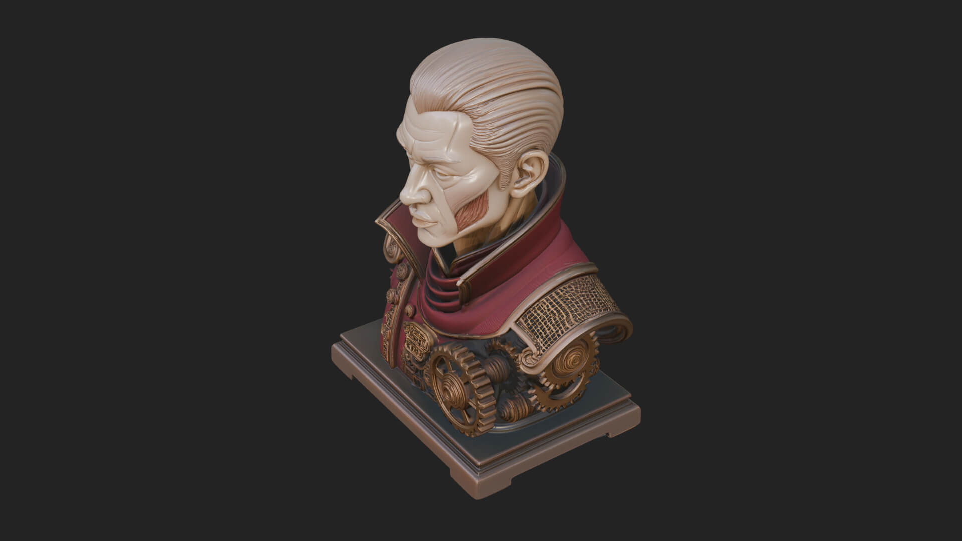 Steampunk Cyborg Man Bust Design 23 3D Print Model 3D Model