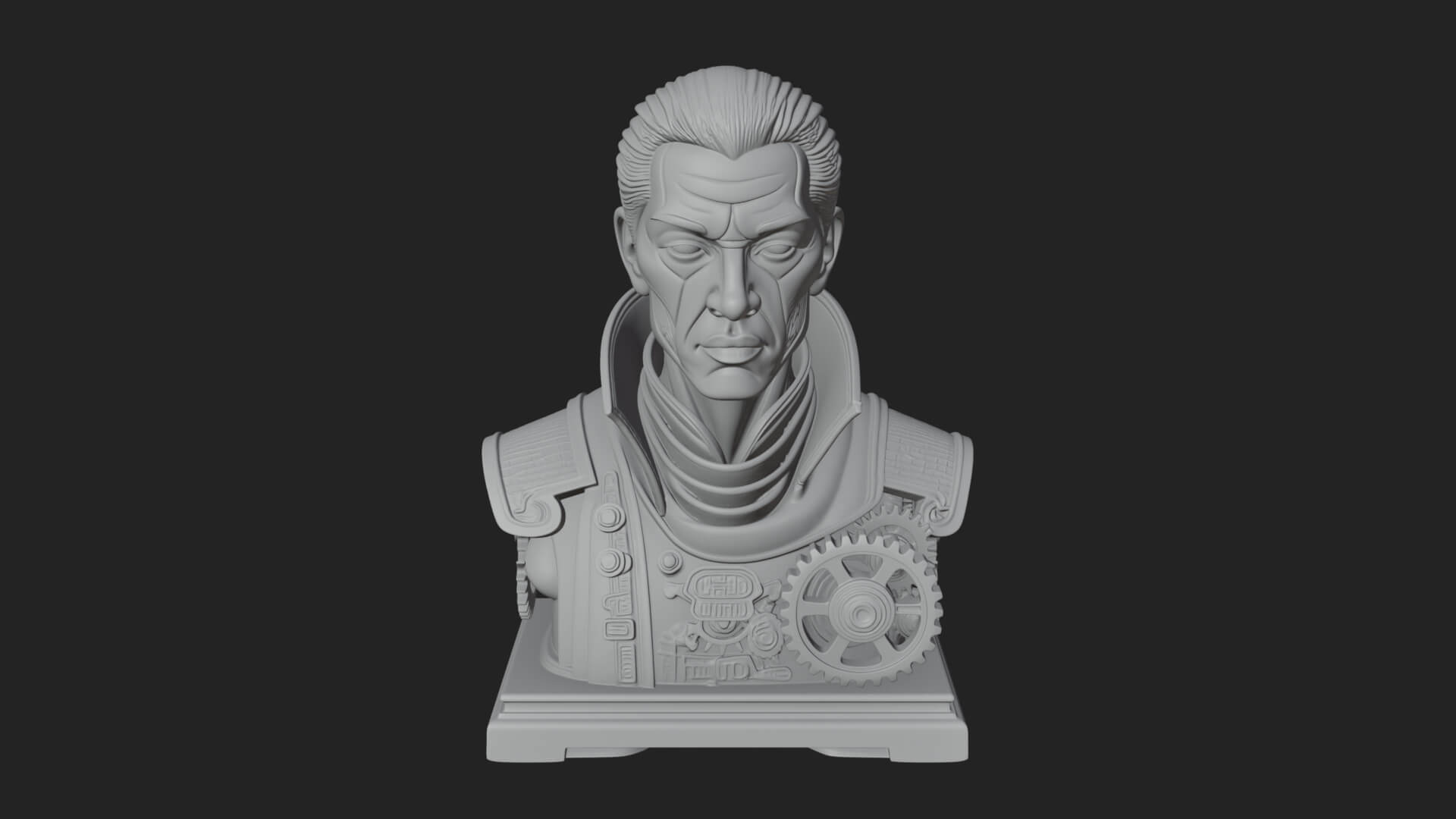 Steampunk Cyborg Man Bust Design 23 3D Print Model 3D Model