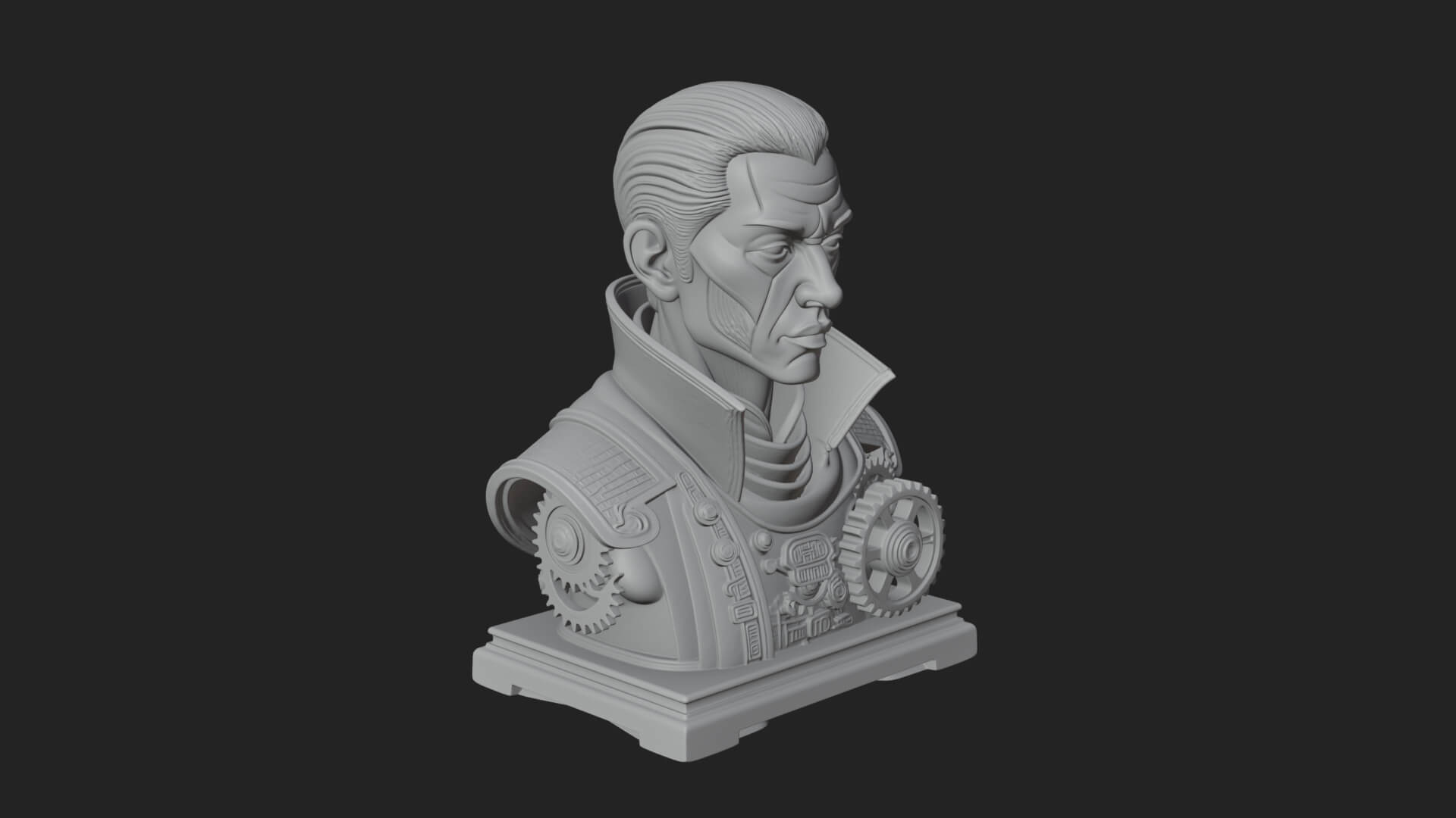 Steampunk Cyborg Man Bust Design 23 3D Print Model 3D Model