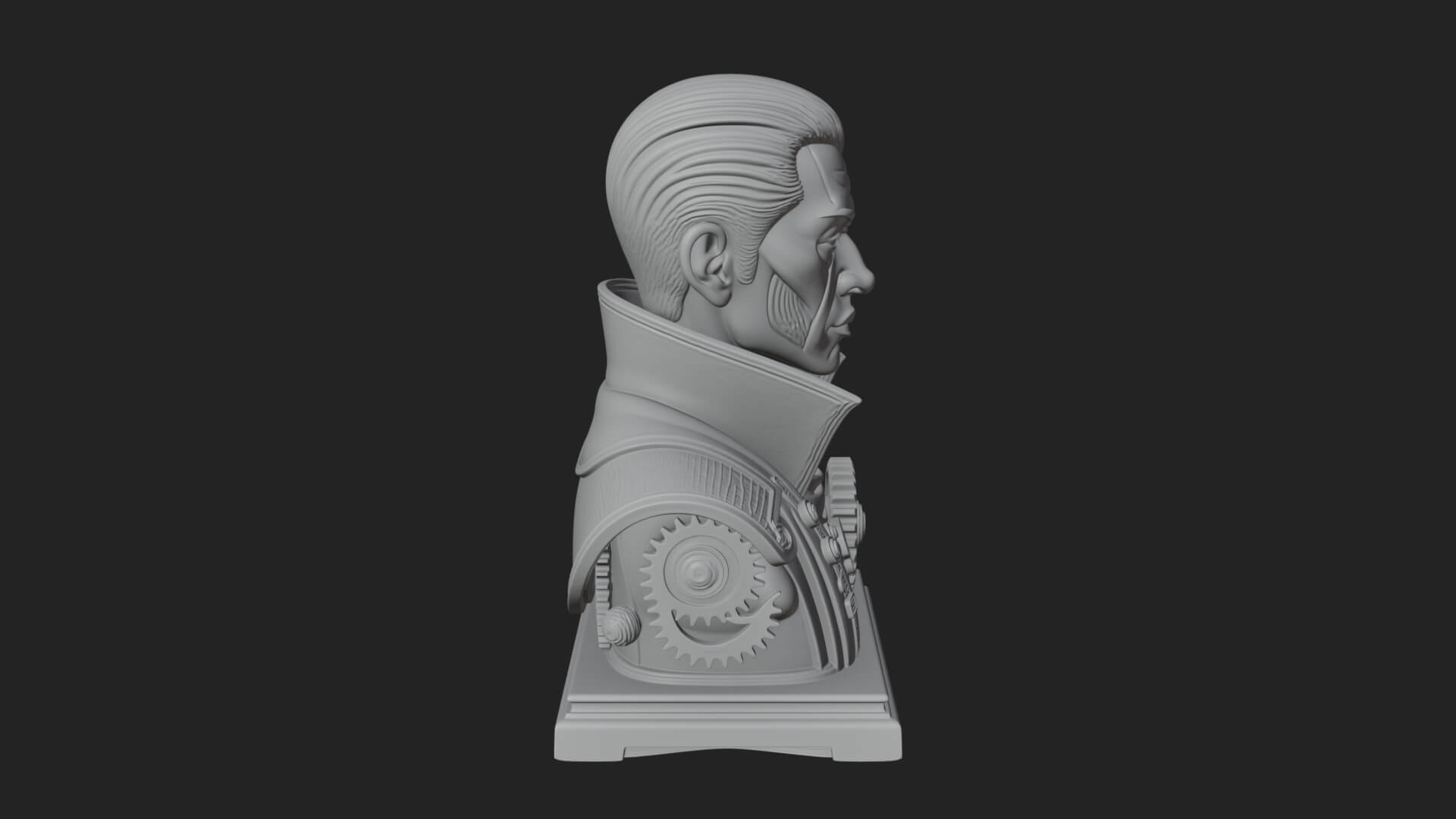 Steampunk Cyborg Man Bust Design 23 3D Print Model 3D Model