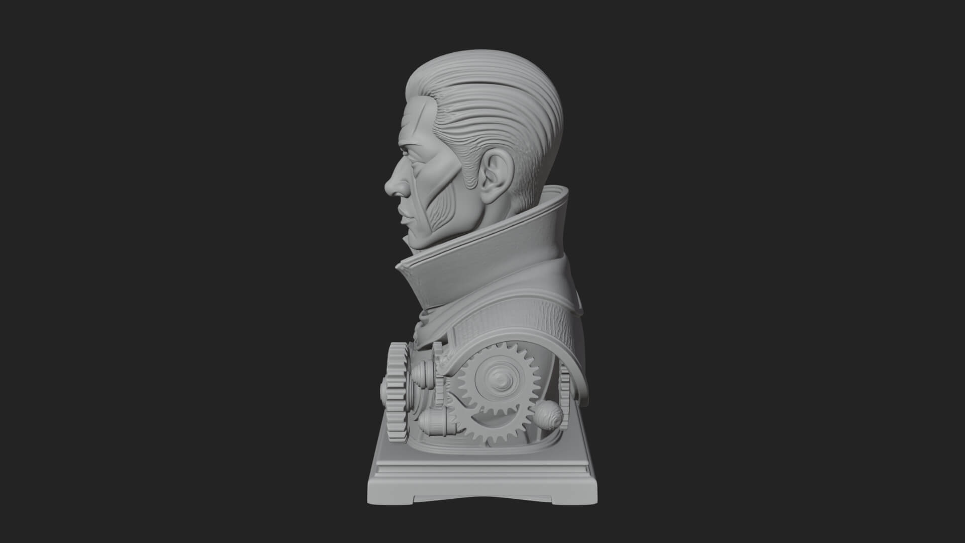 Steampunk Cyborg Man Bust Design 23 3D Print Model 3D Model