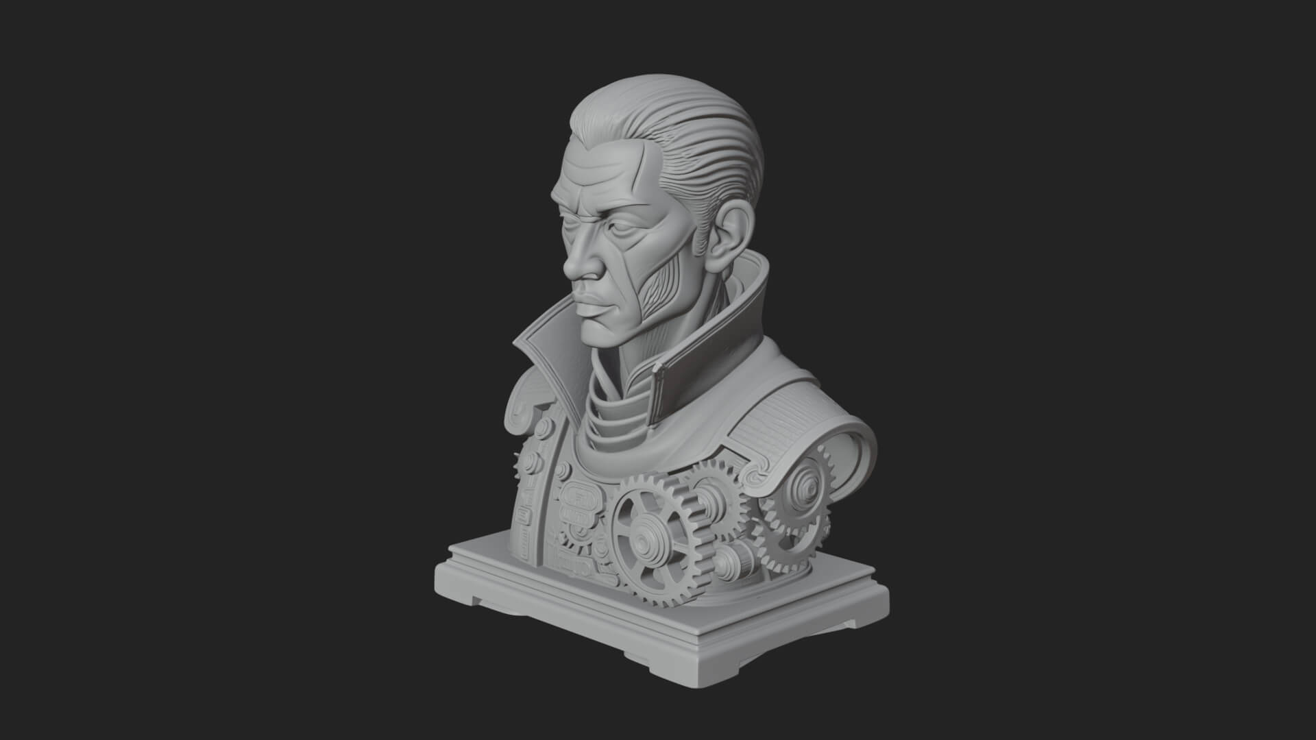Steampunk Cyborg Man Bust Design 23 3D Print Model 3D Model