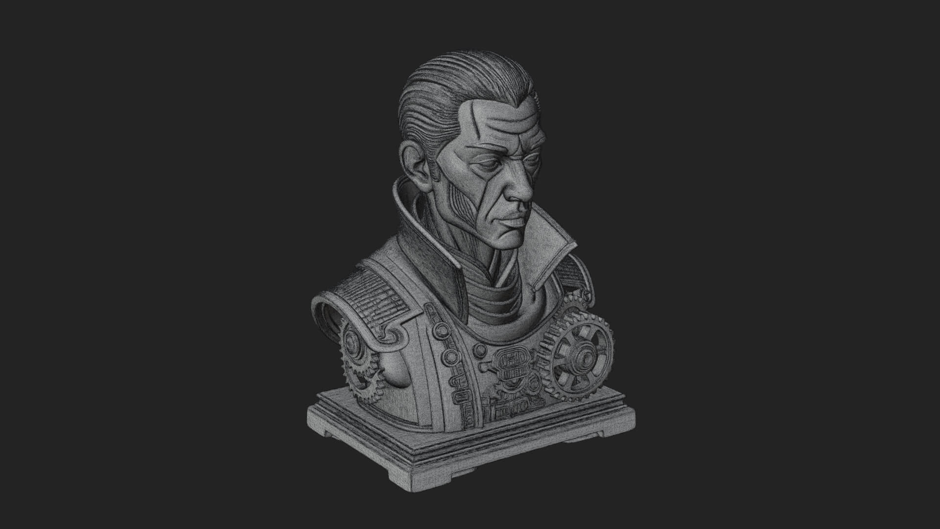 Steampunk Cyborg Man Bust Design 23 3D Print Model 3D Model