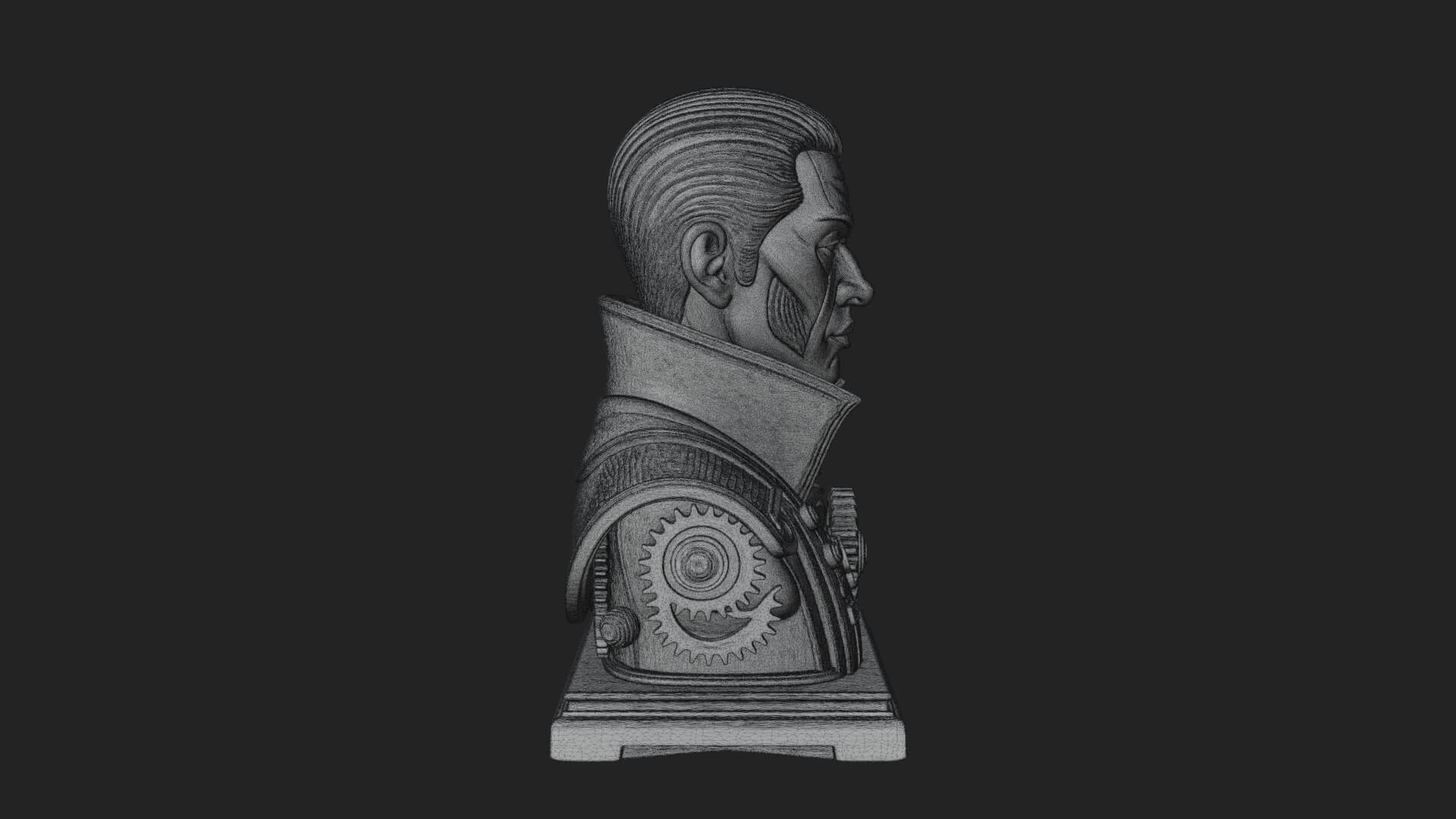 Steampunk Cyborg Man Bust Design 23 3D Print Model 3D Model